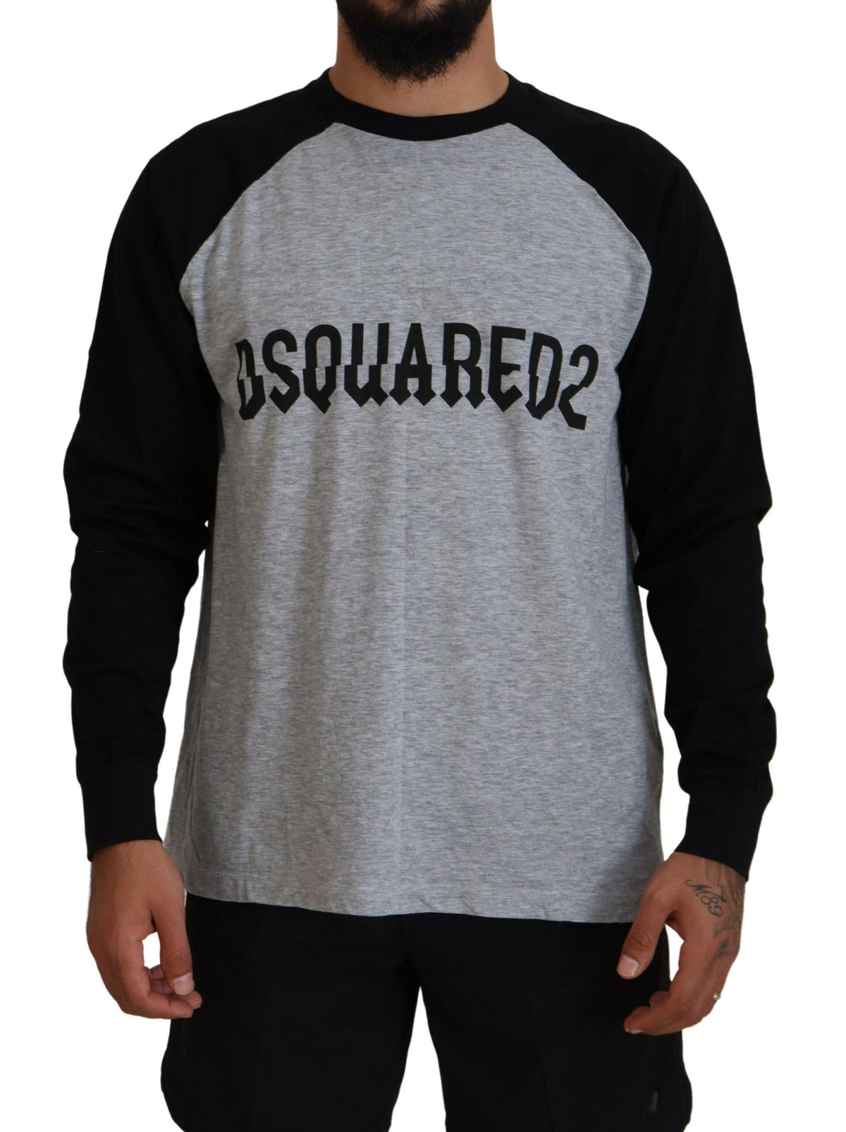 T-shirt ras du cou à manches longues et imprimé bicolore Dsquared²