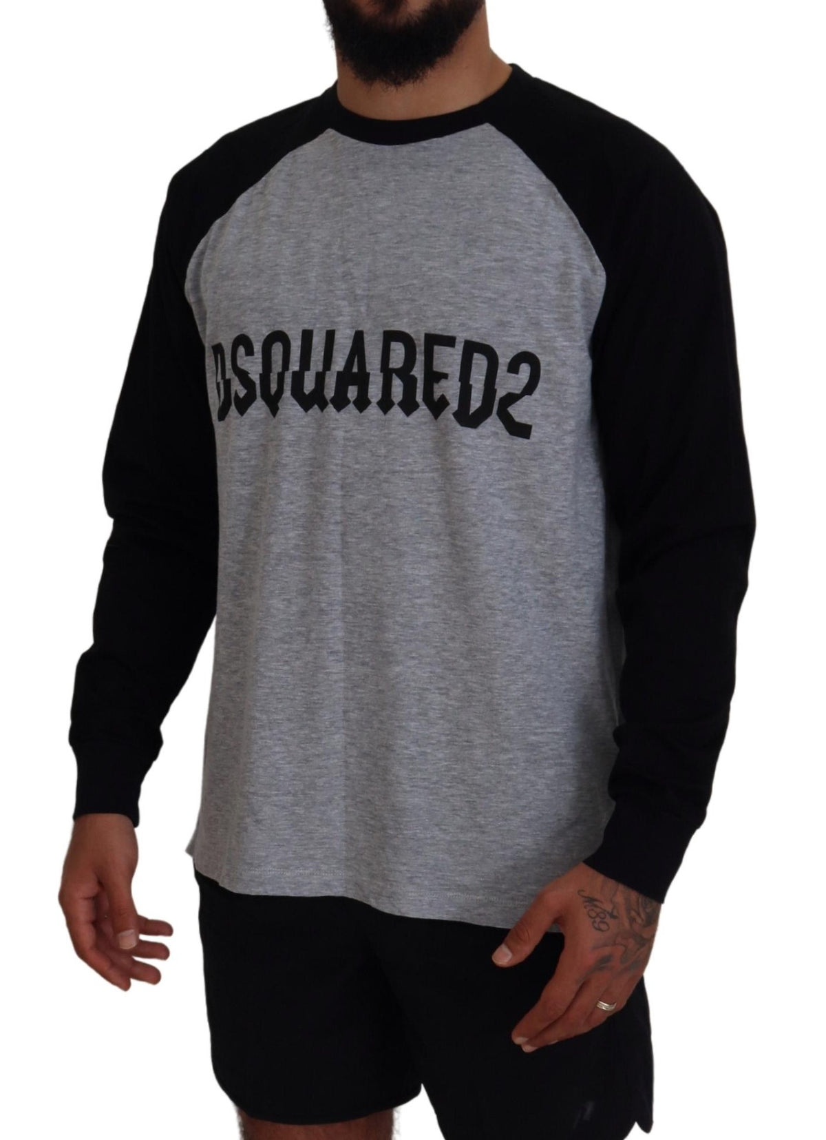 Camiseta de cuello redondo y manga larga con estampado de dos tonos de Dsquared²