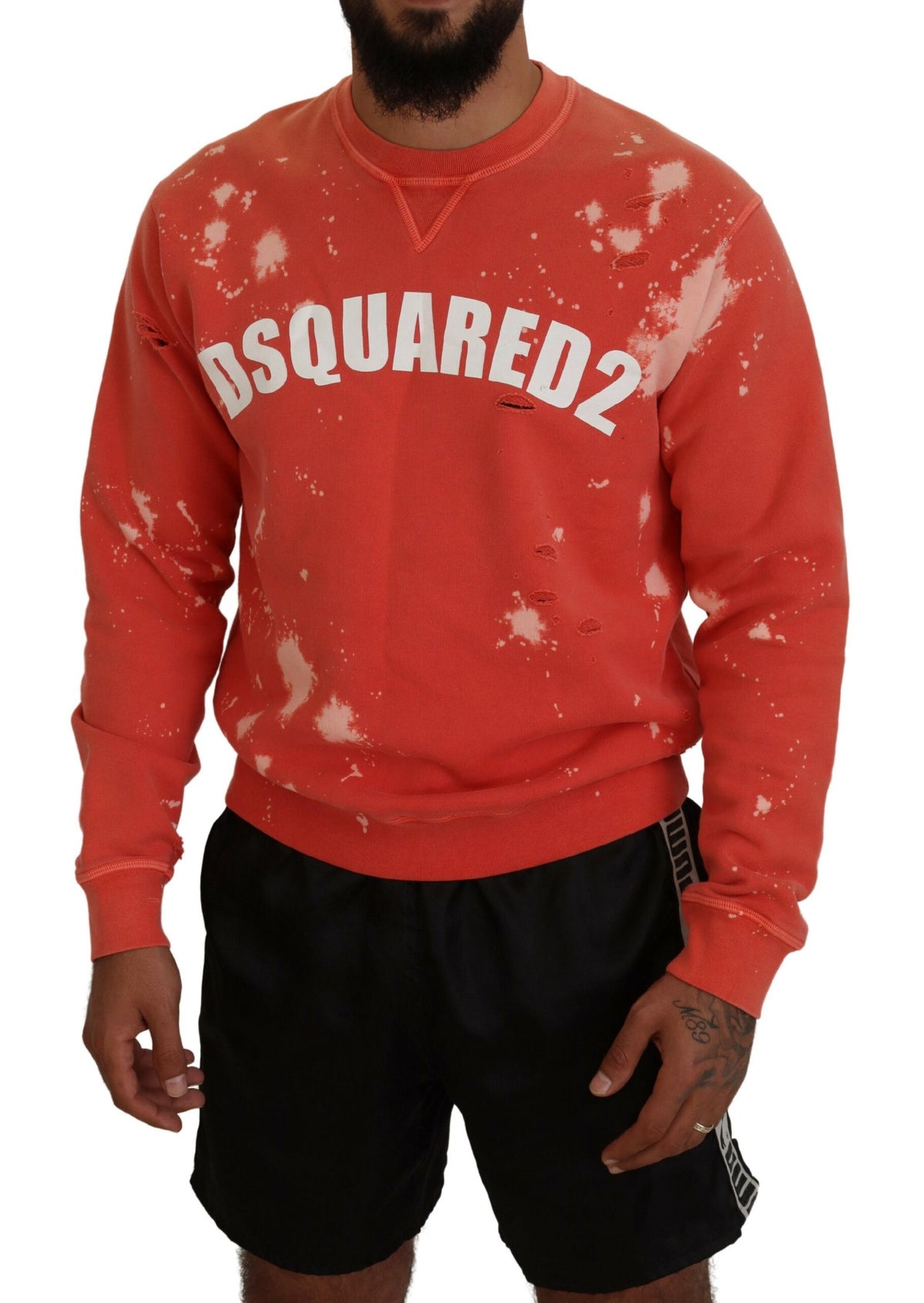 Suéter de manga larga con estampado naranja de Dsquared²