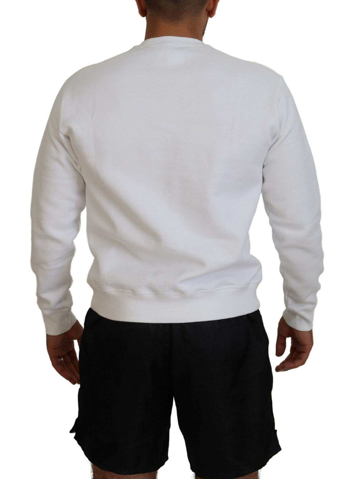 Pull à manches longues en coton blanc imprimé Dsquared²