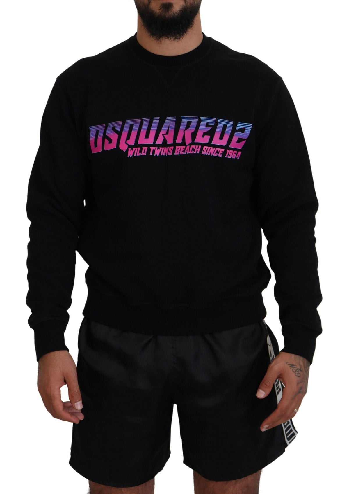 Pull à manches longues imprimé logo noir Dsquared² pour homme