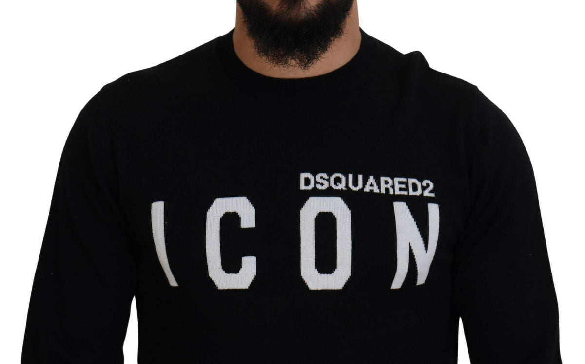 Suéter tipo jersey de manga larga con estampado de logotipo negro de Dsquared² para hombre