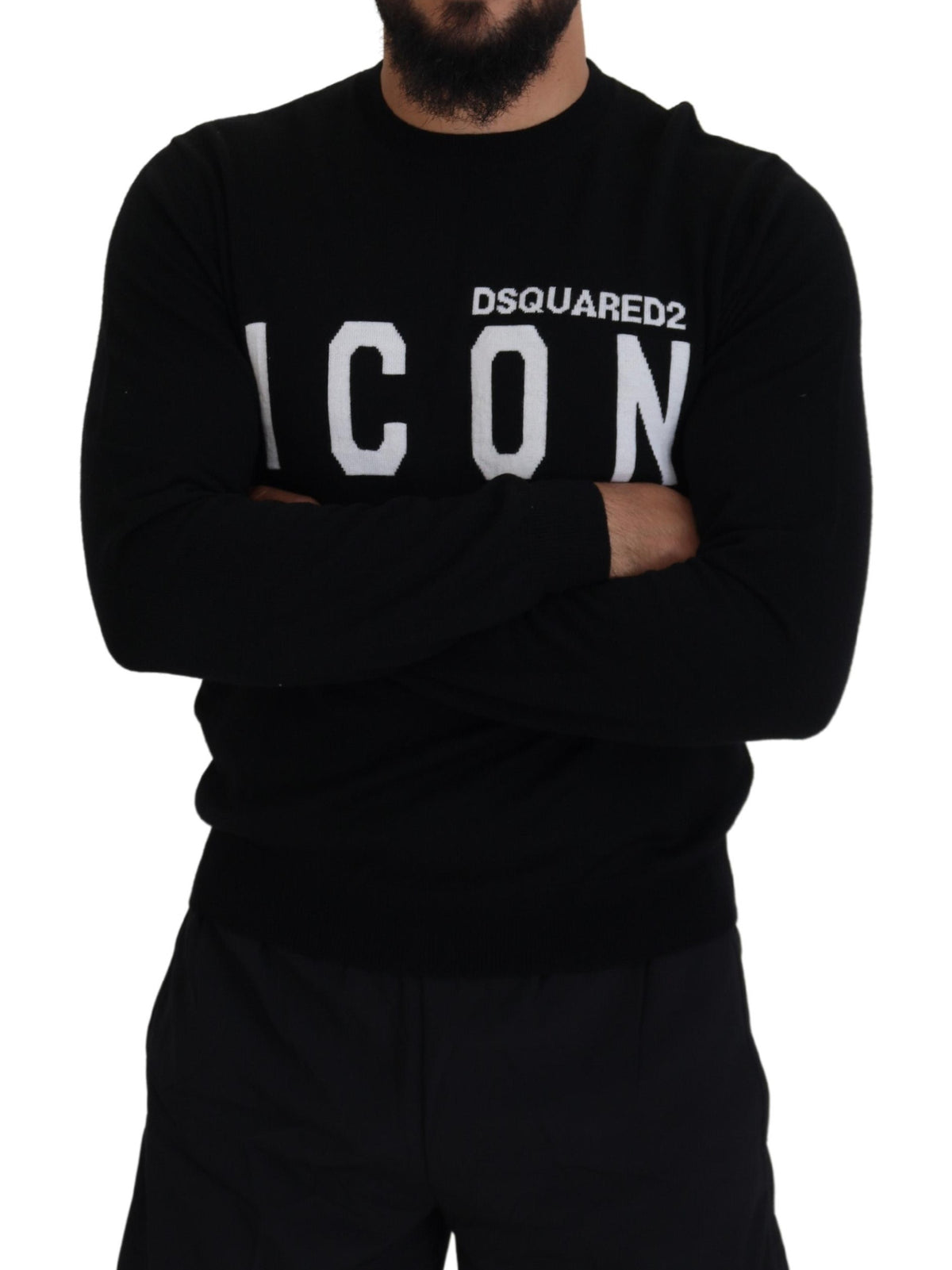 Pull à manches longues imprimé logo noir Dsquared² pour homme