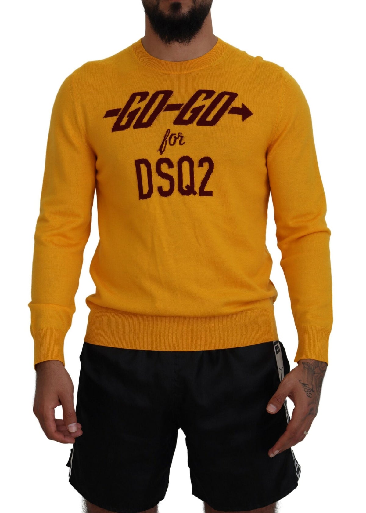 Pull à manches longues en laine orange Dsquared² pour homme