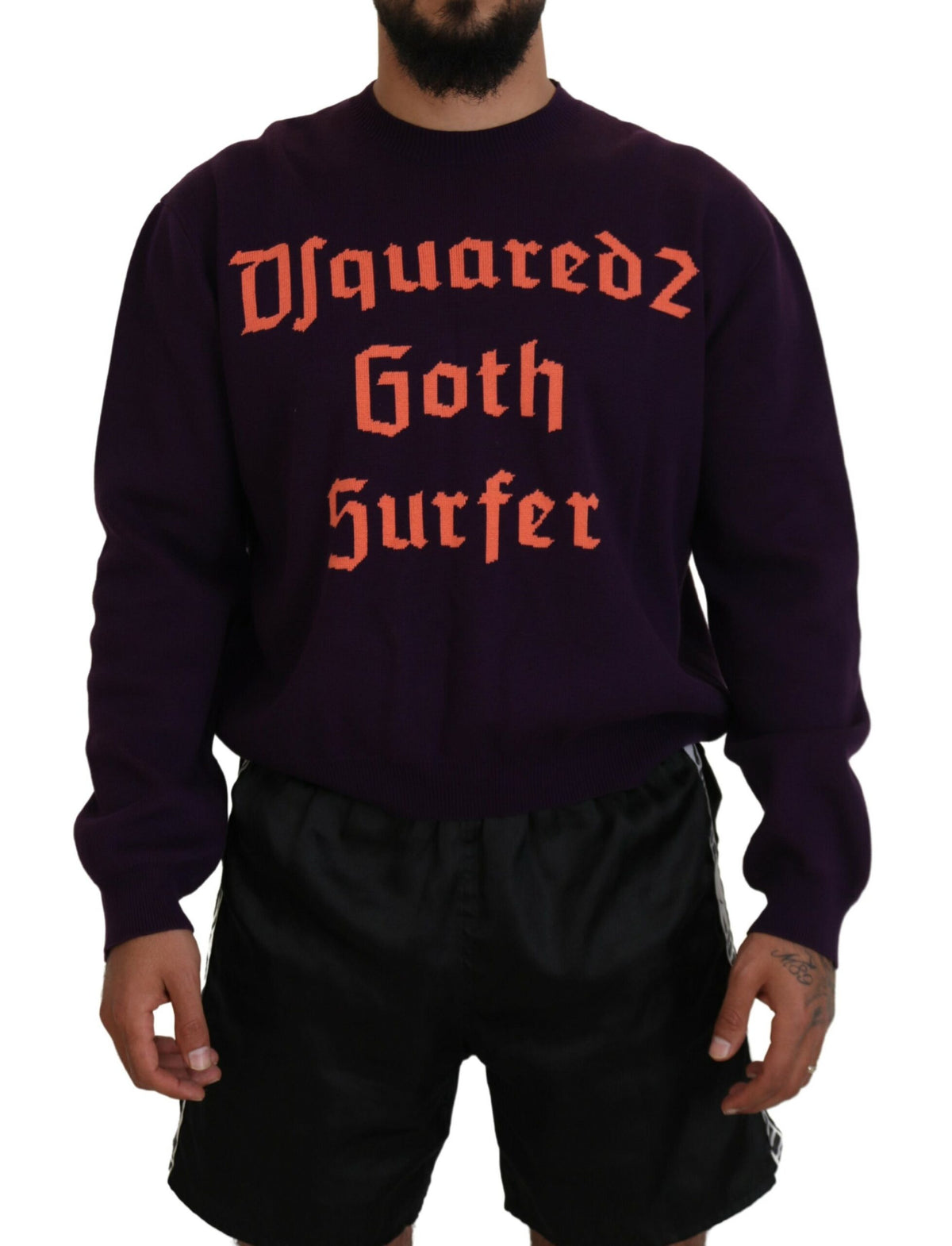 Pull-over en coton imprimé violet Dsquared² pour homme