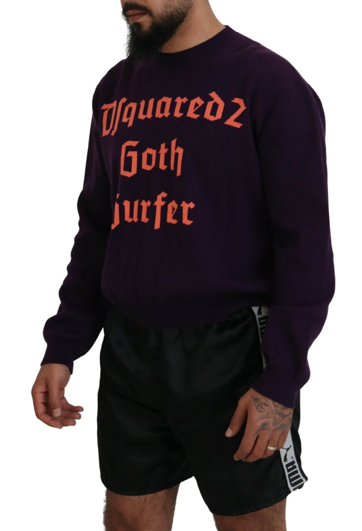 Pull-over en coton imprimé violet Dsquared² pour homme