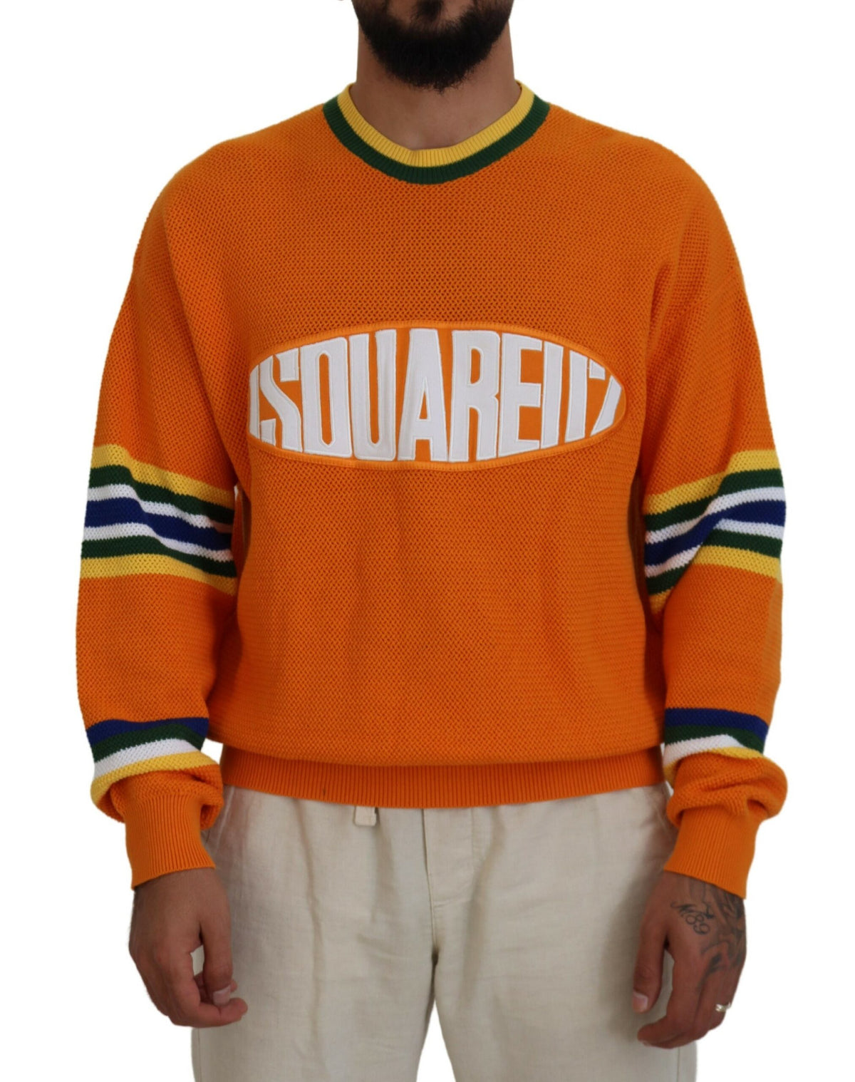 Pull à manches longues imprimé orange Dsquared² pour homme