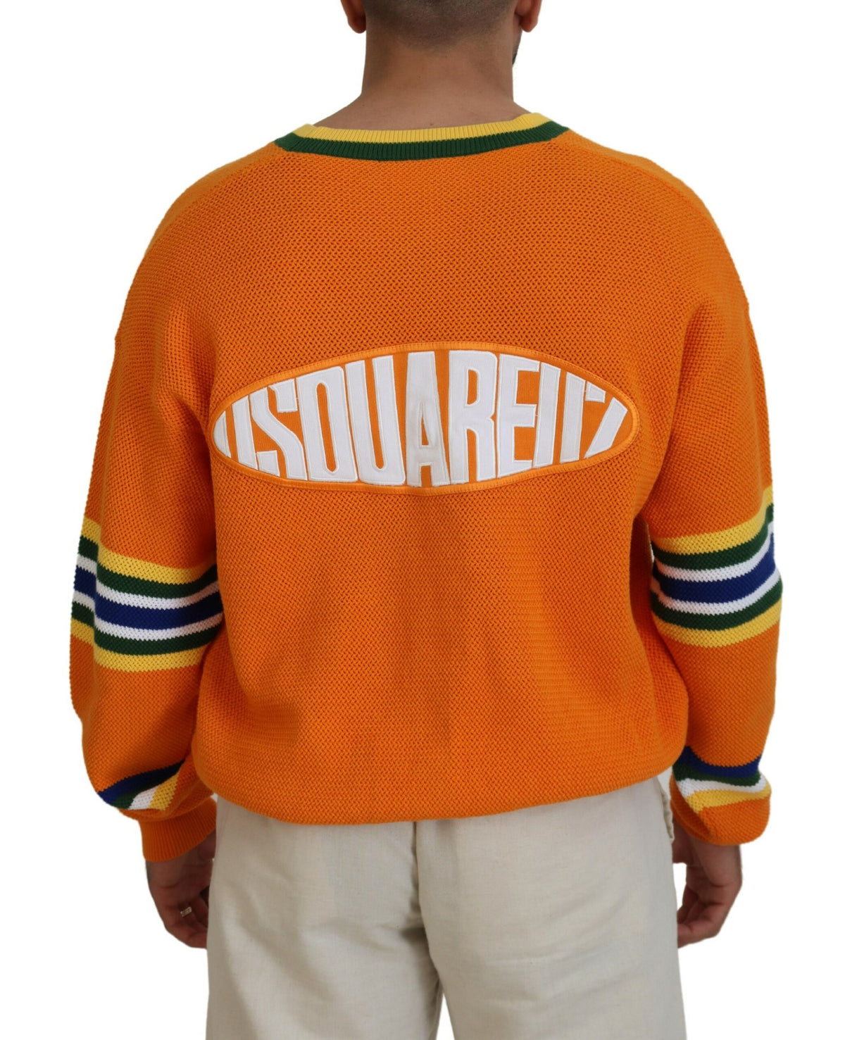 Pull cardigan à manches longues en coton orange Dsquared² pour homme