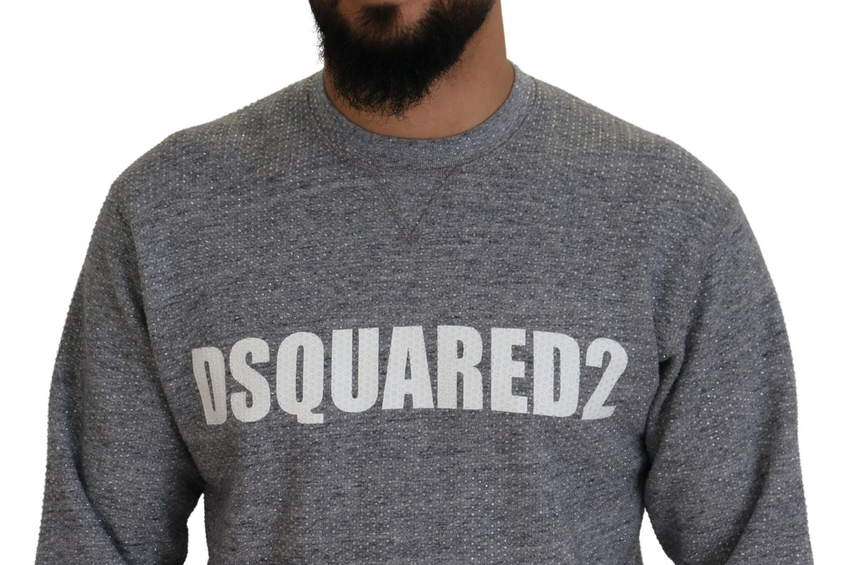 Pull-over gris à ornements en cristaux Dsquared² pour homme