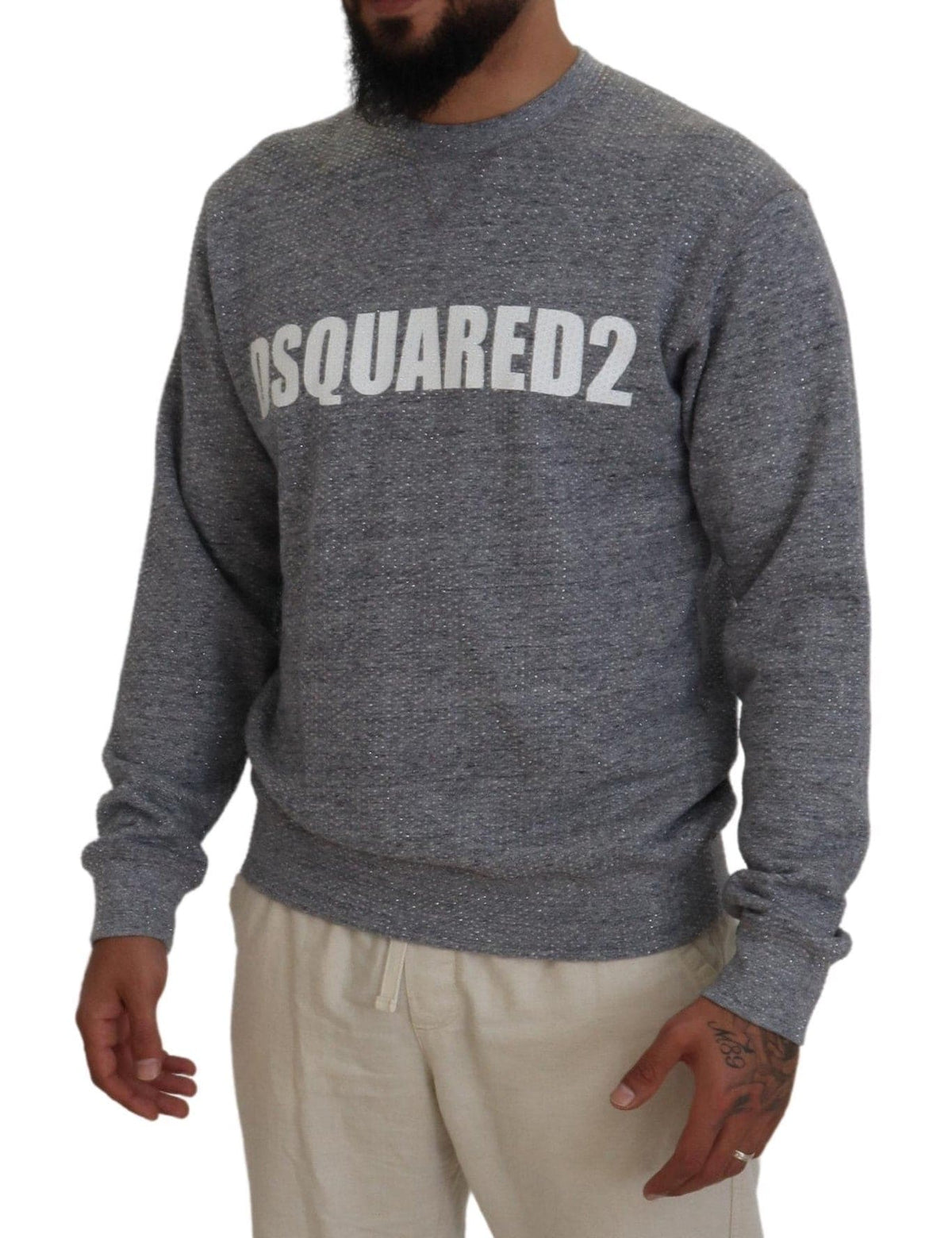 Pull-over gris à ornements en cristaux Dsquared² pour homme