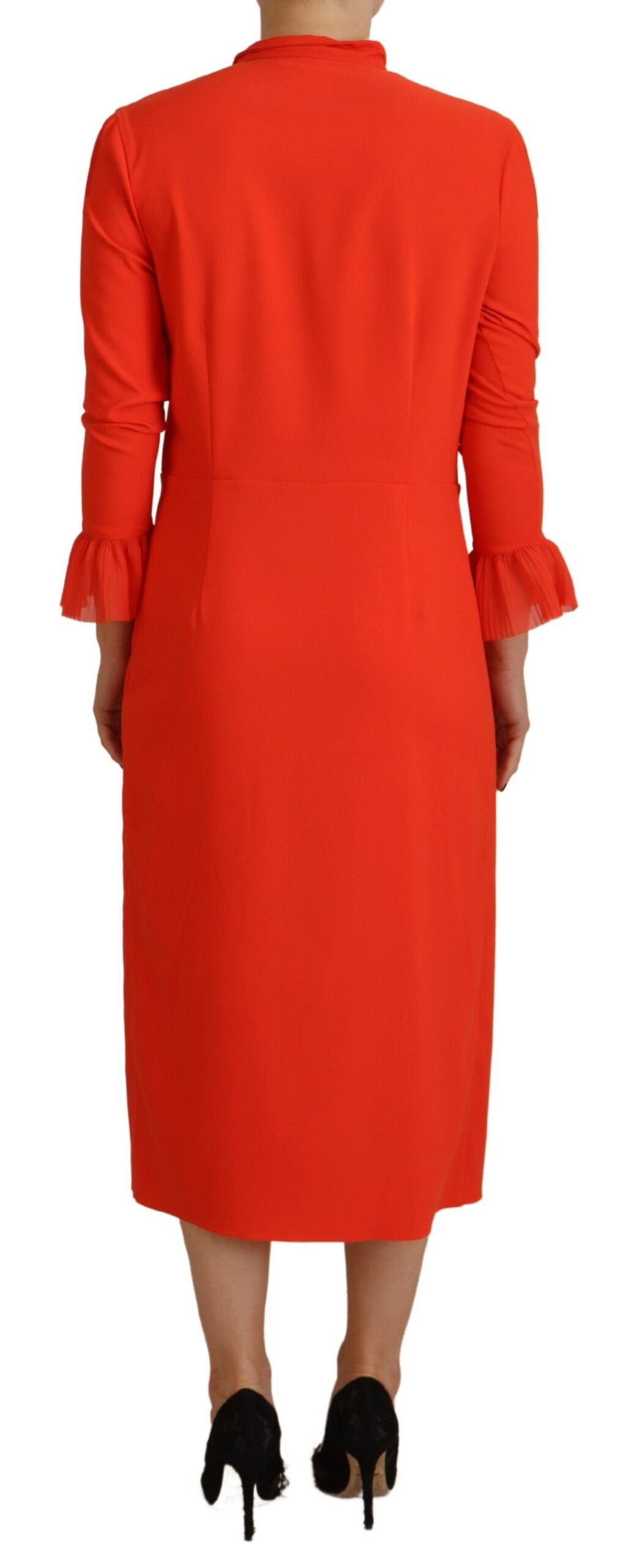 Robe mi-longue plissée à manches longues en polyester rouge Dsquared²