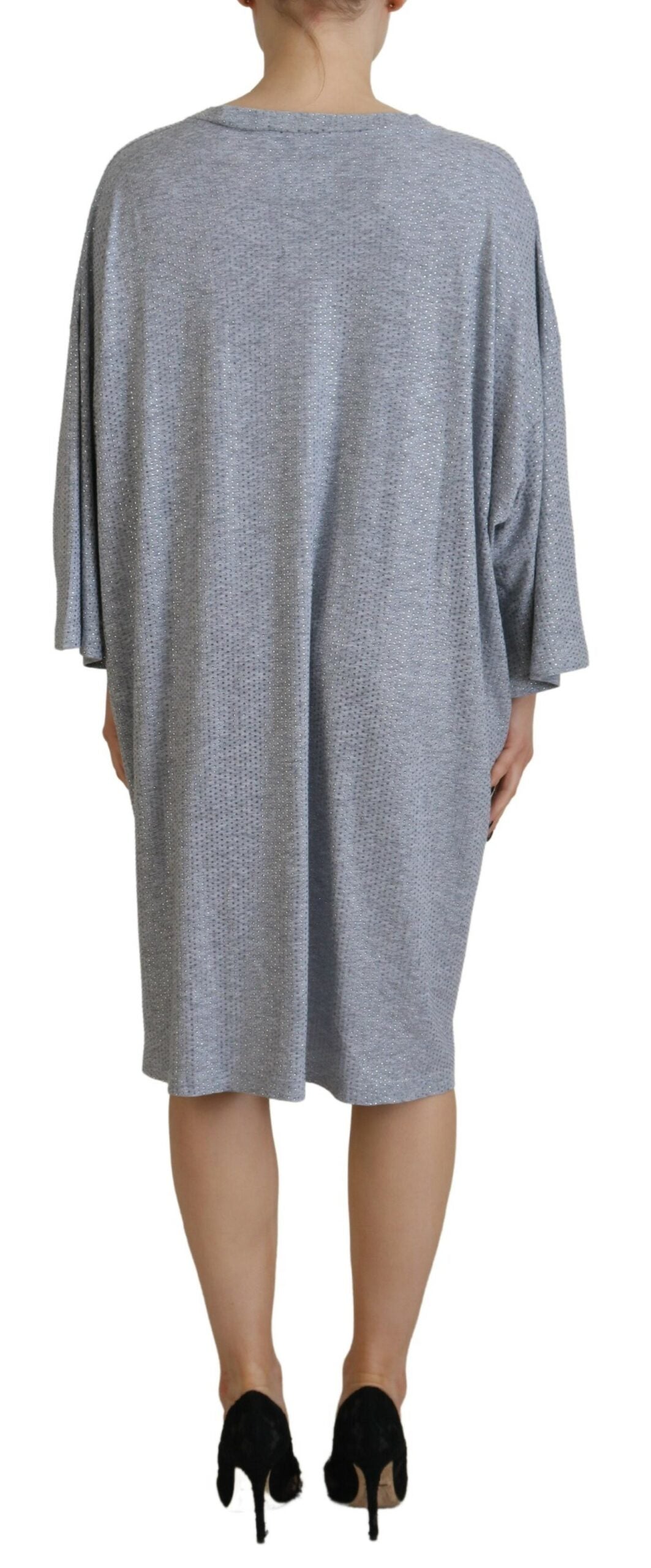 Robe à manches longues en coton gris ornée de cristaux Dsquared²