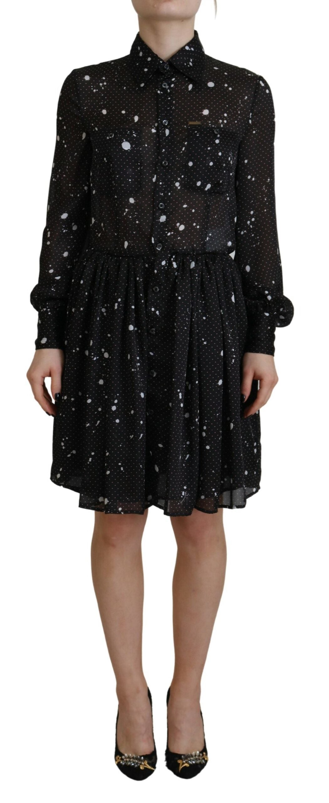 Vestido de manga larga con botones y lunares negros de Dsquared²