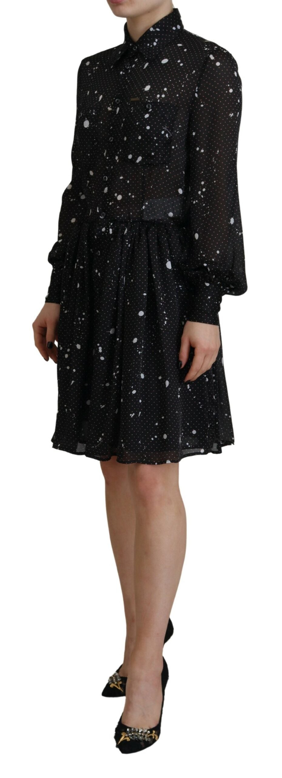 Vestido de manga larga con botones y lunares negros de Dsquared²