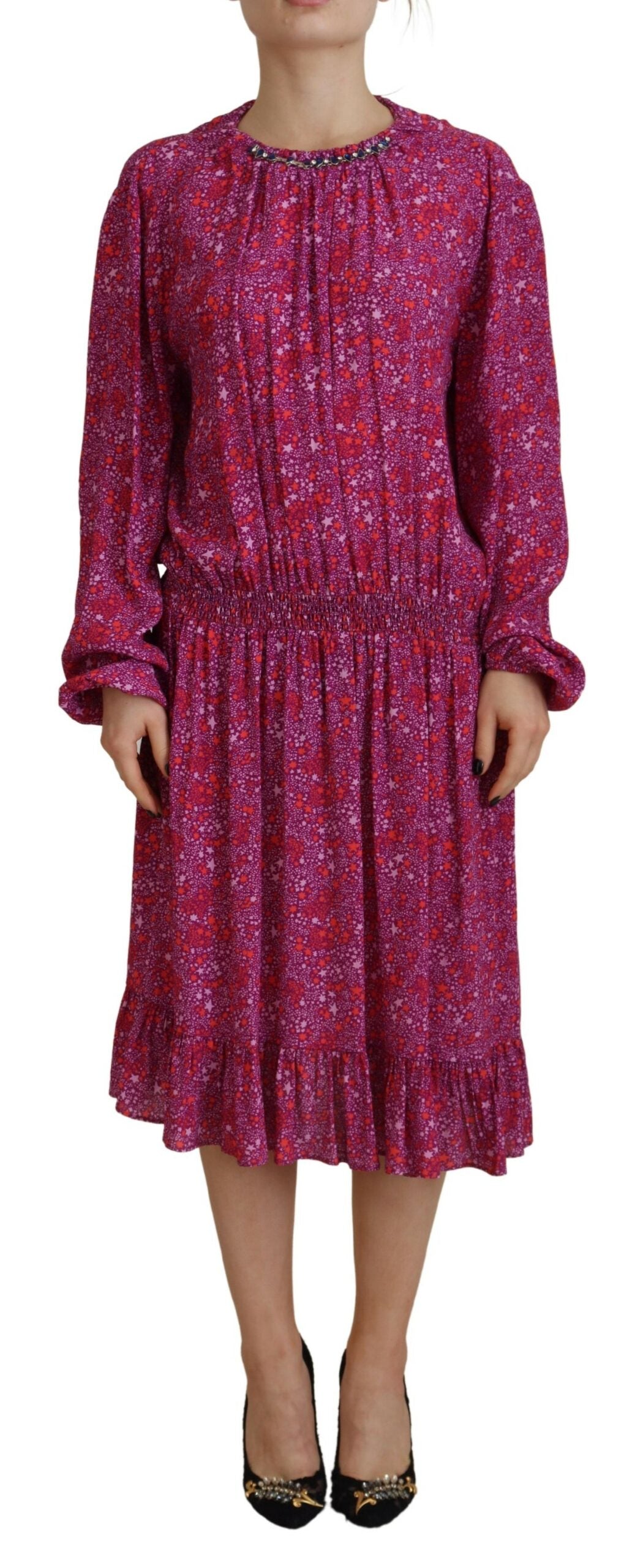 Robe à manches longues ornée d'étoiles fuchsia Dsquared²