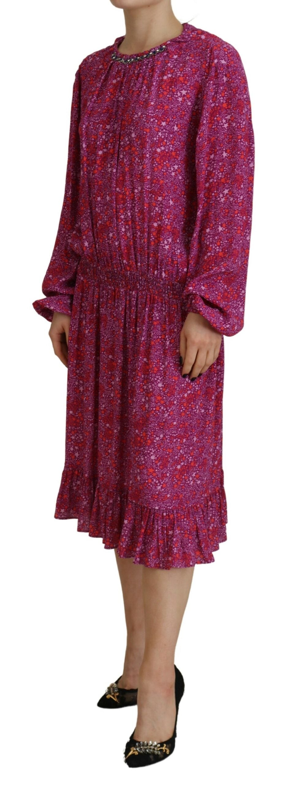 Robe à manches longues ornée d'étoiles fuchsia Dsquared²