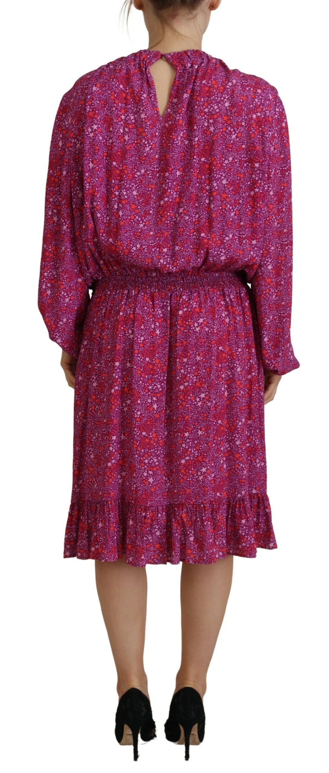 Vestido de manga larga con adornos de estrellas fucsia de Dsquared²