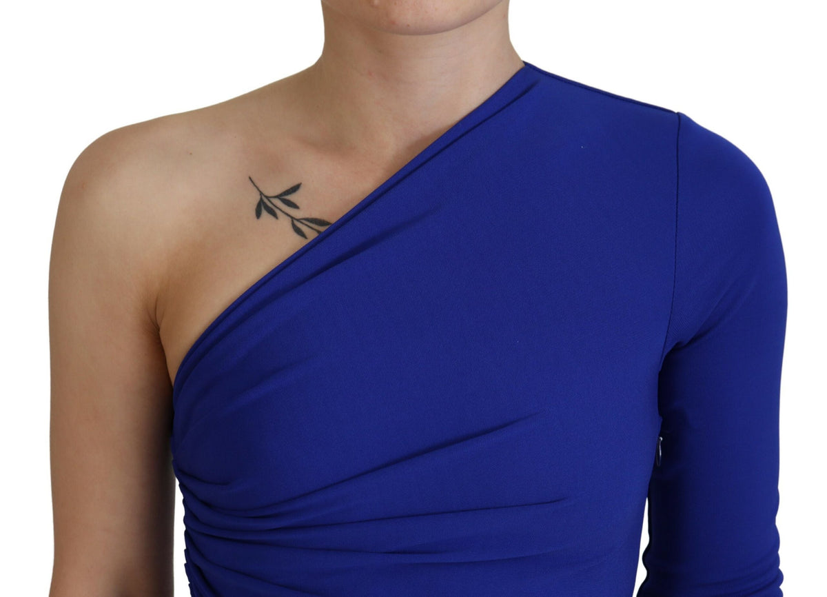 Robe courte moulante asymétrique en viscose bleue Dsquared²