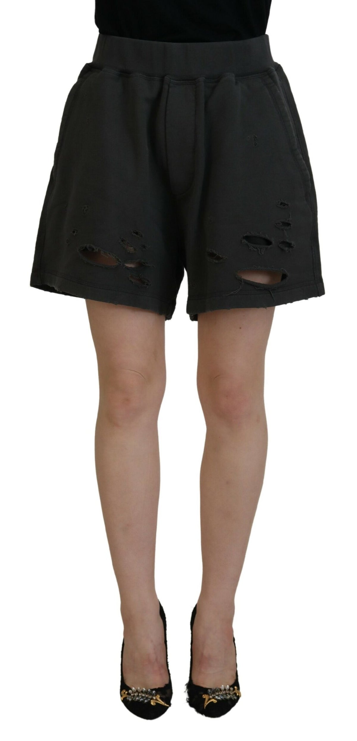 Short fuselé taille mi-haute en coton noir Dsquared²