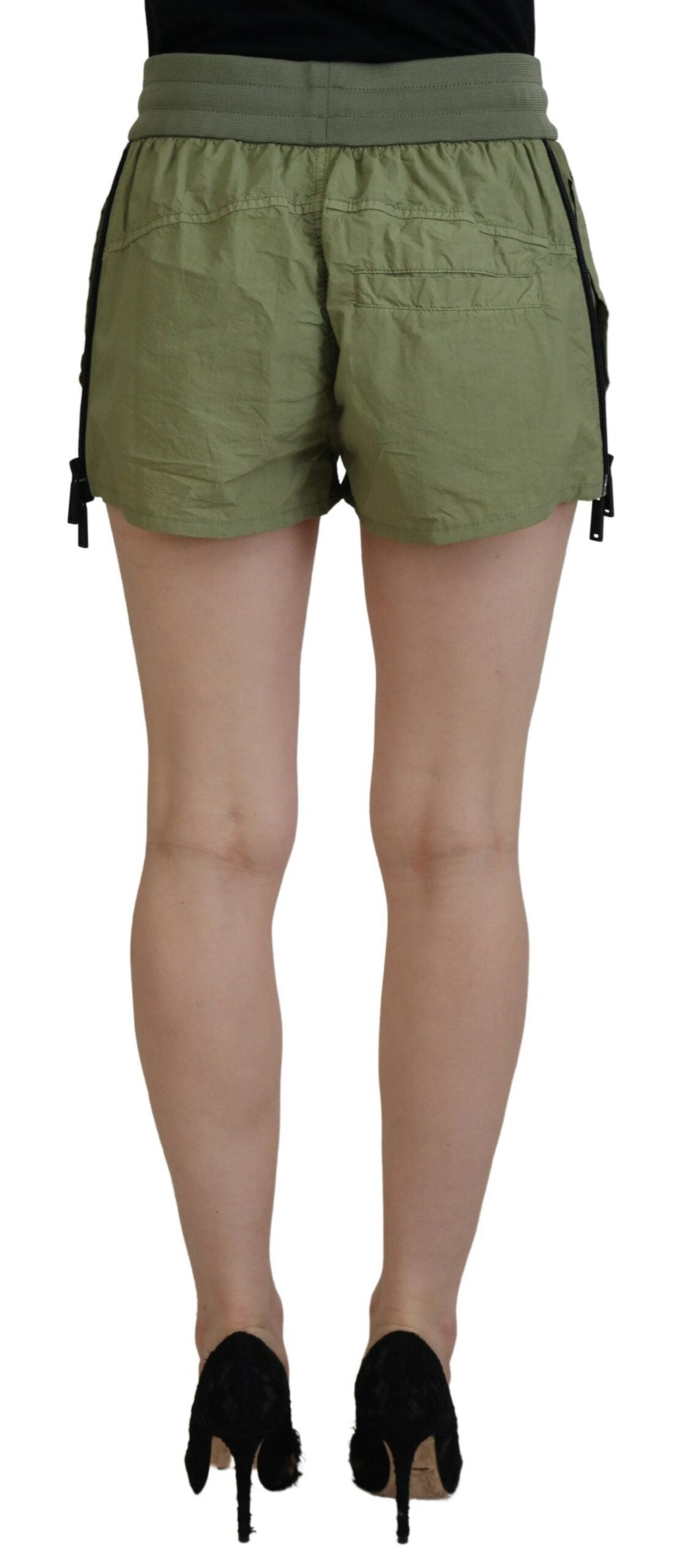 Short fuselé taille moyenne en coton vert avec cordon de serrage Dsquared²