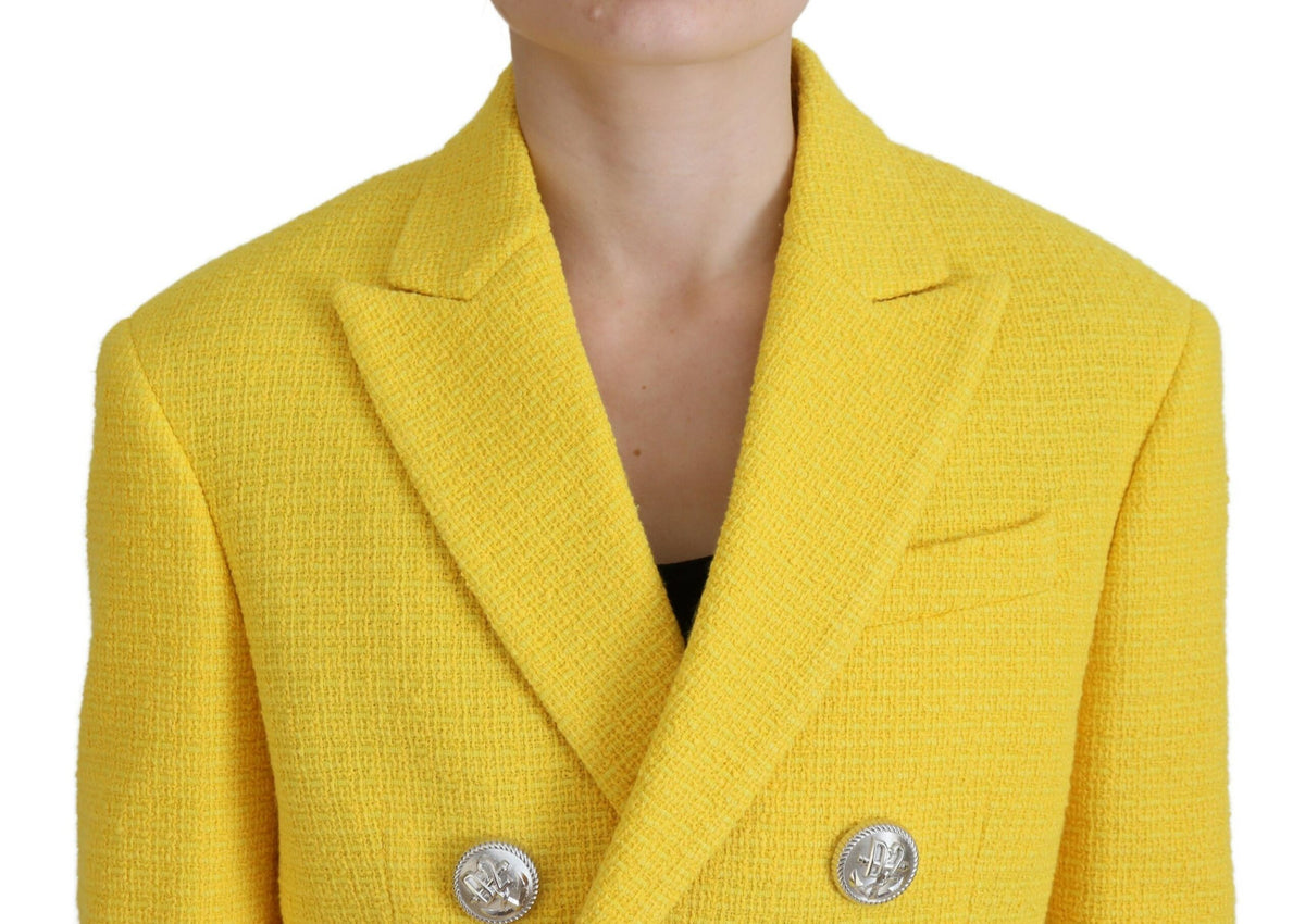 Ensemble mini-costume à double boutonnage jaune avec jupe et blazer Dsquared²