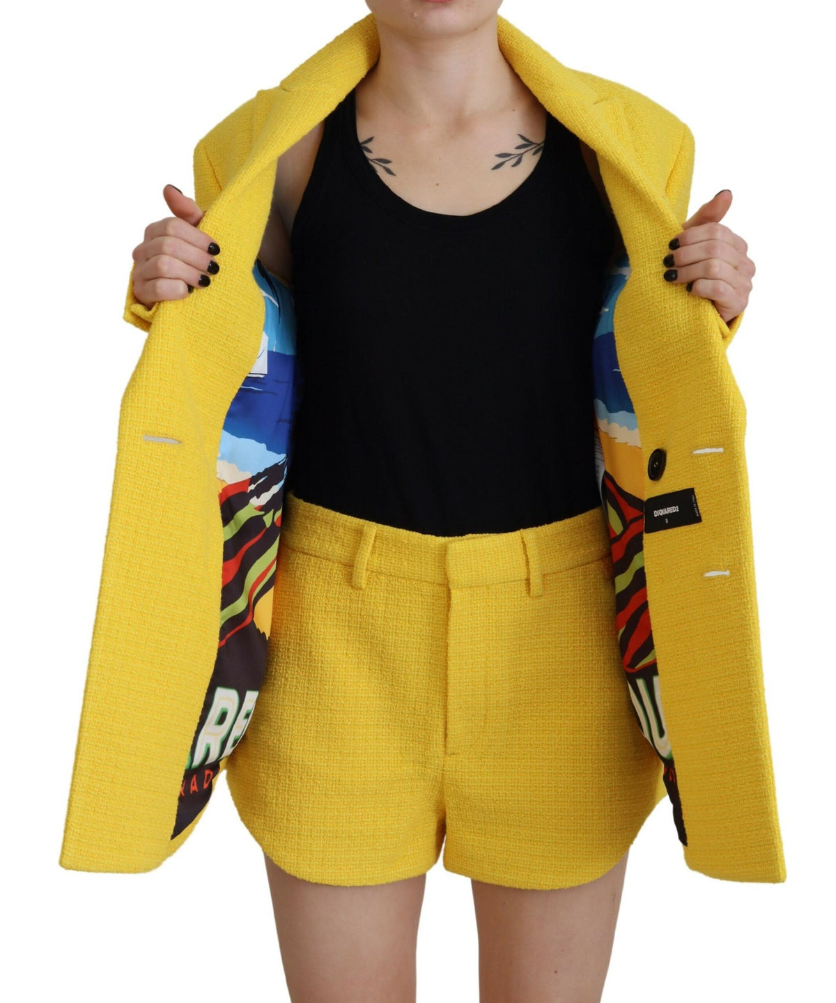 Ensemble blazer et short croisés jaunes Dsquared²