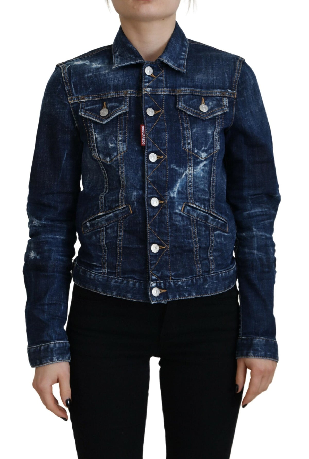 Veste en jean bleu vieilli à imprimé Dsquared²