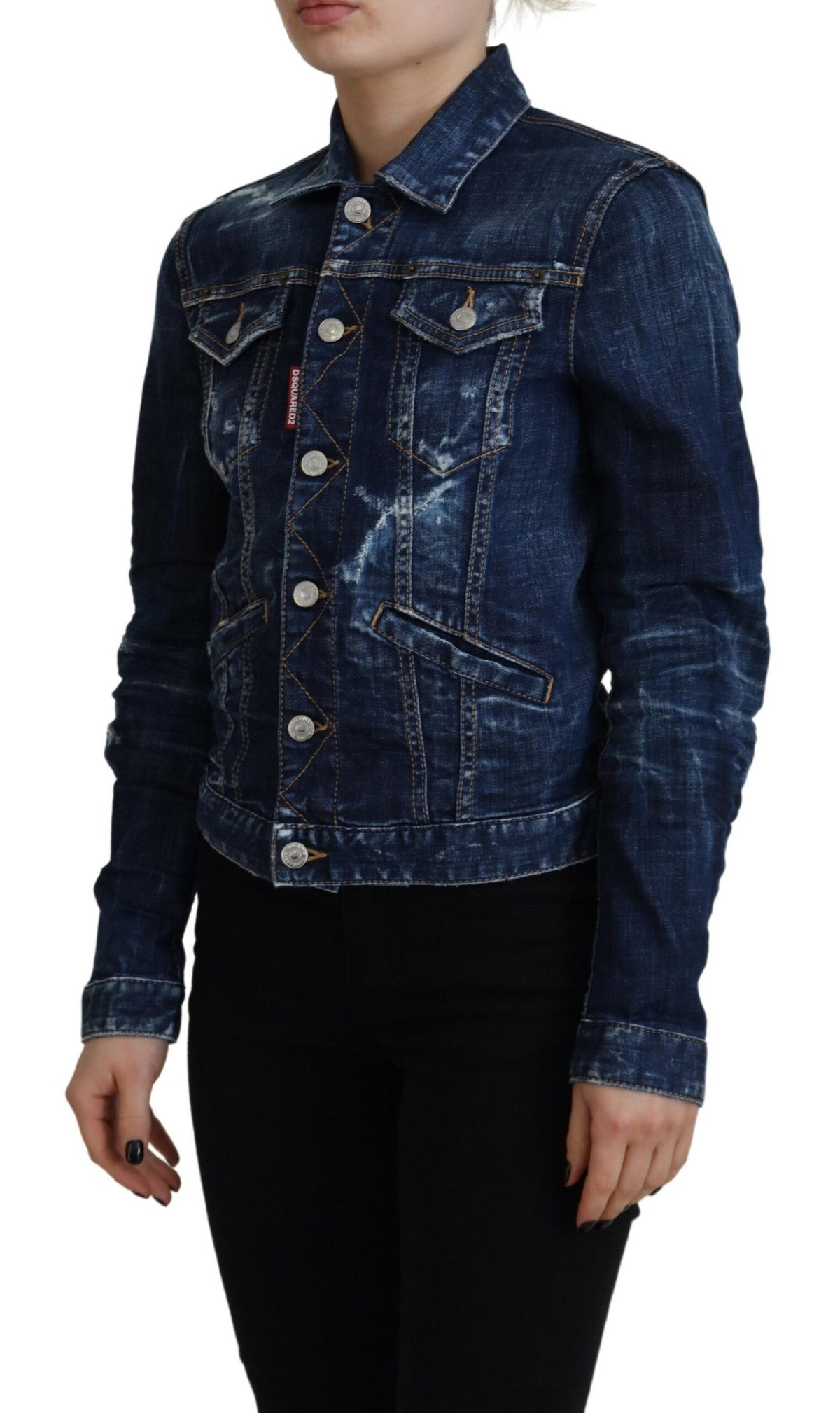 Veste en jean bleu vieilli à imprimé Dsquared²