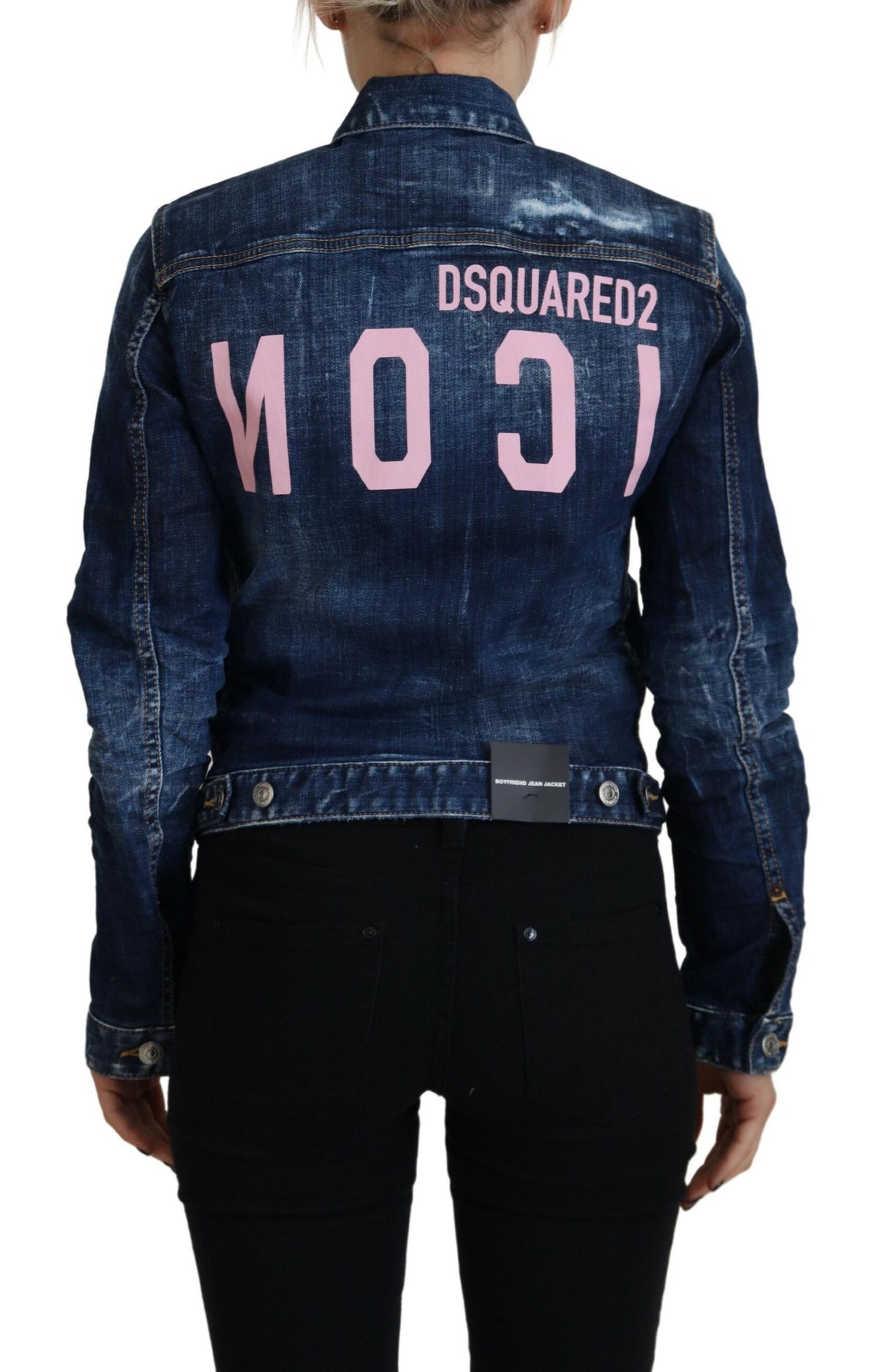 Veste en jean bleu vieilli à imprimé Dsquared²