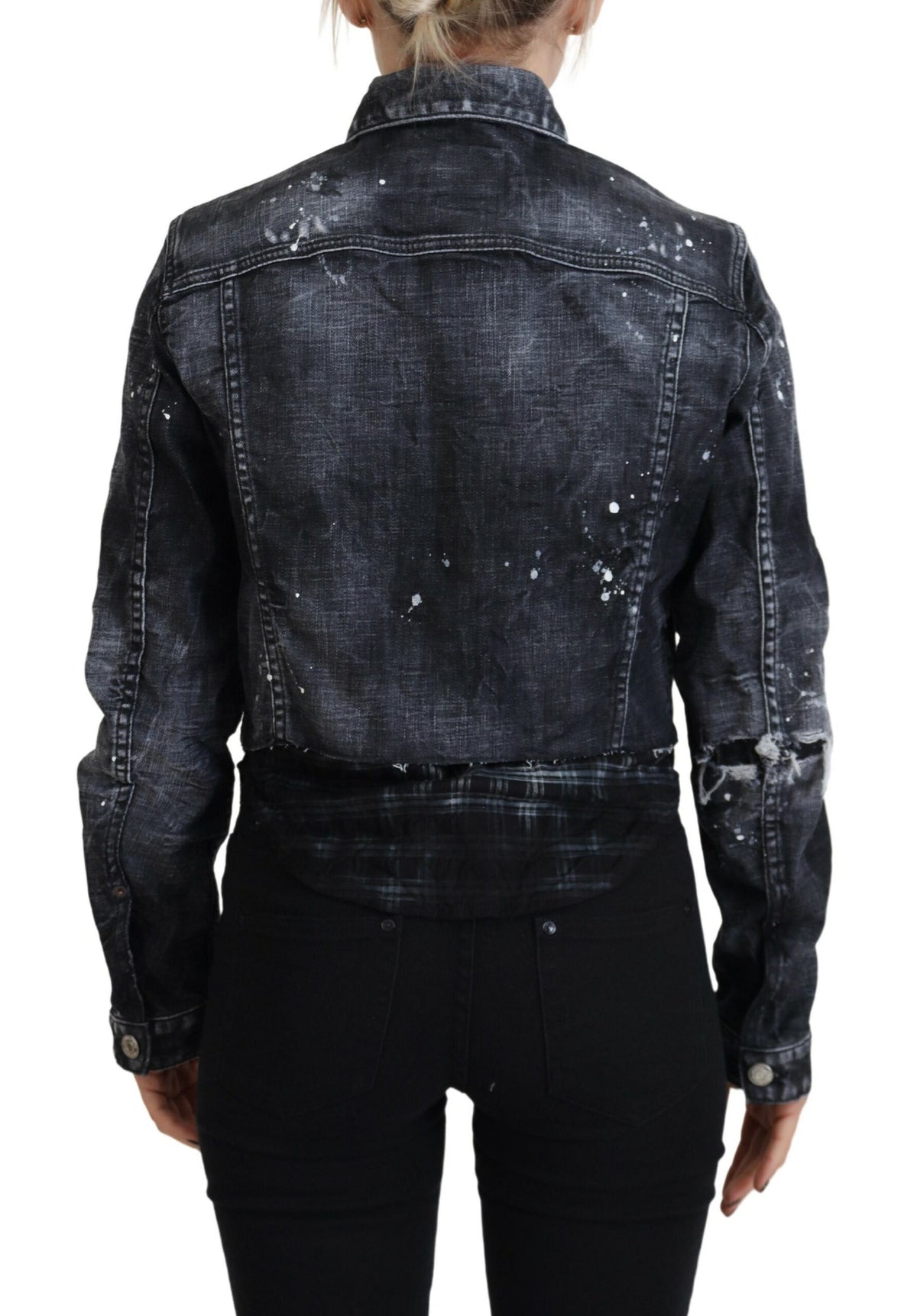 Veste en jean gris délavé en coton vieilli Dsquared²