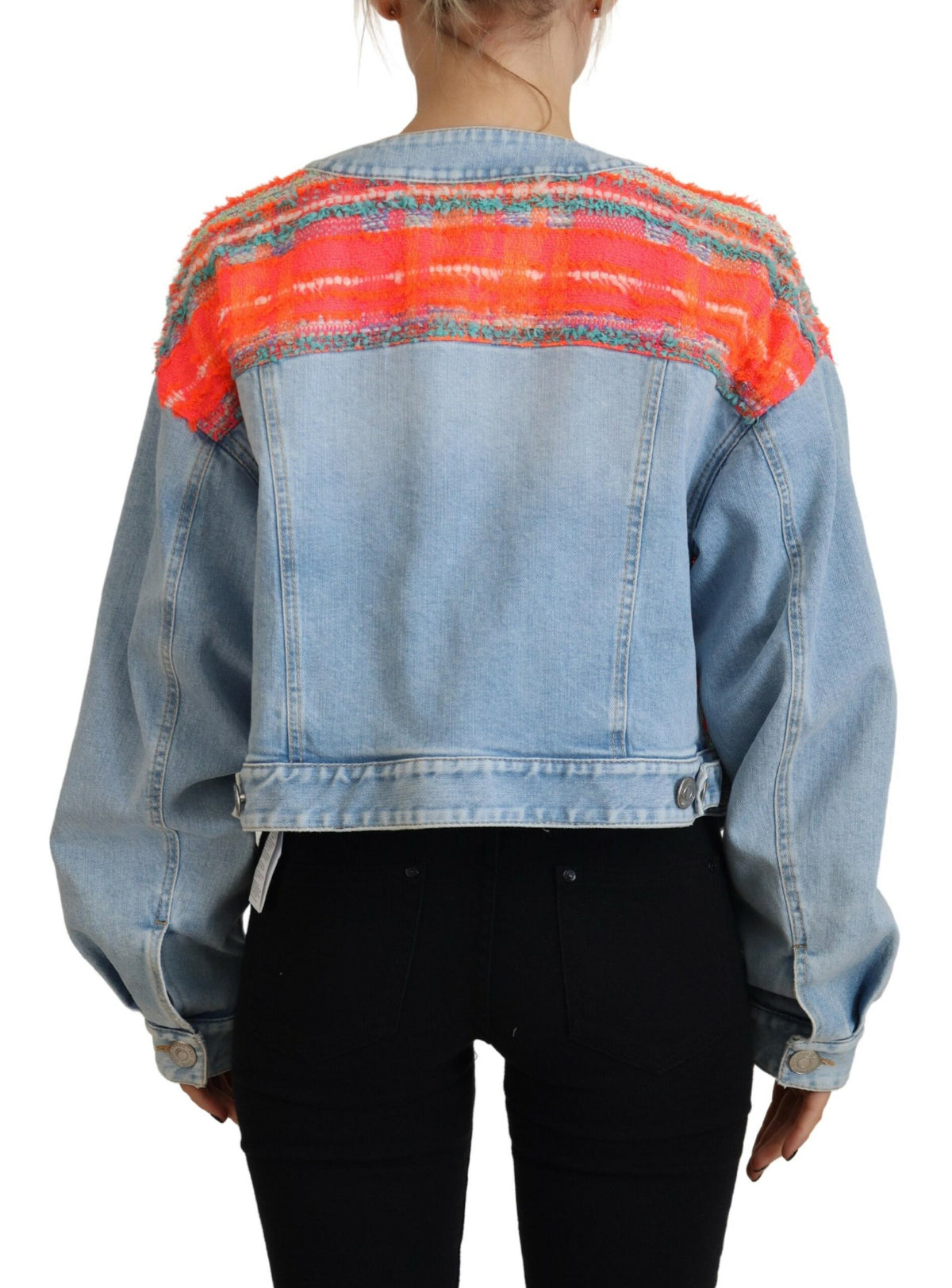 Veste en jean à empiècements boutonnés orange et bleu Dsquared²