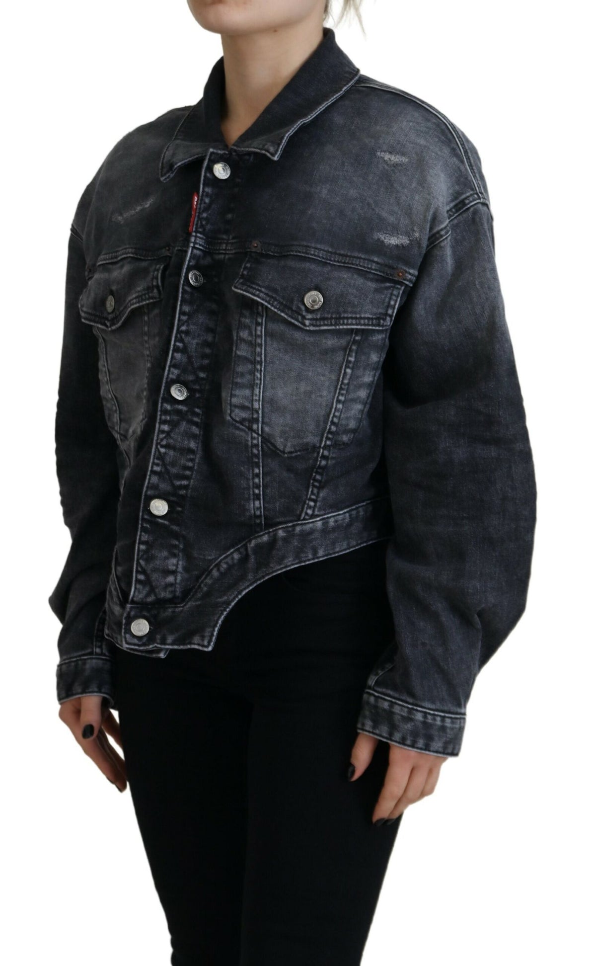 Veste courte en jean gris délavé en coton Dsquared²