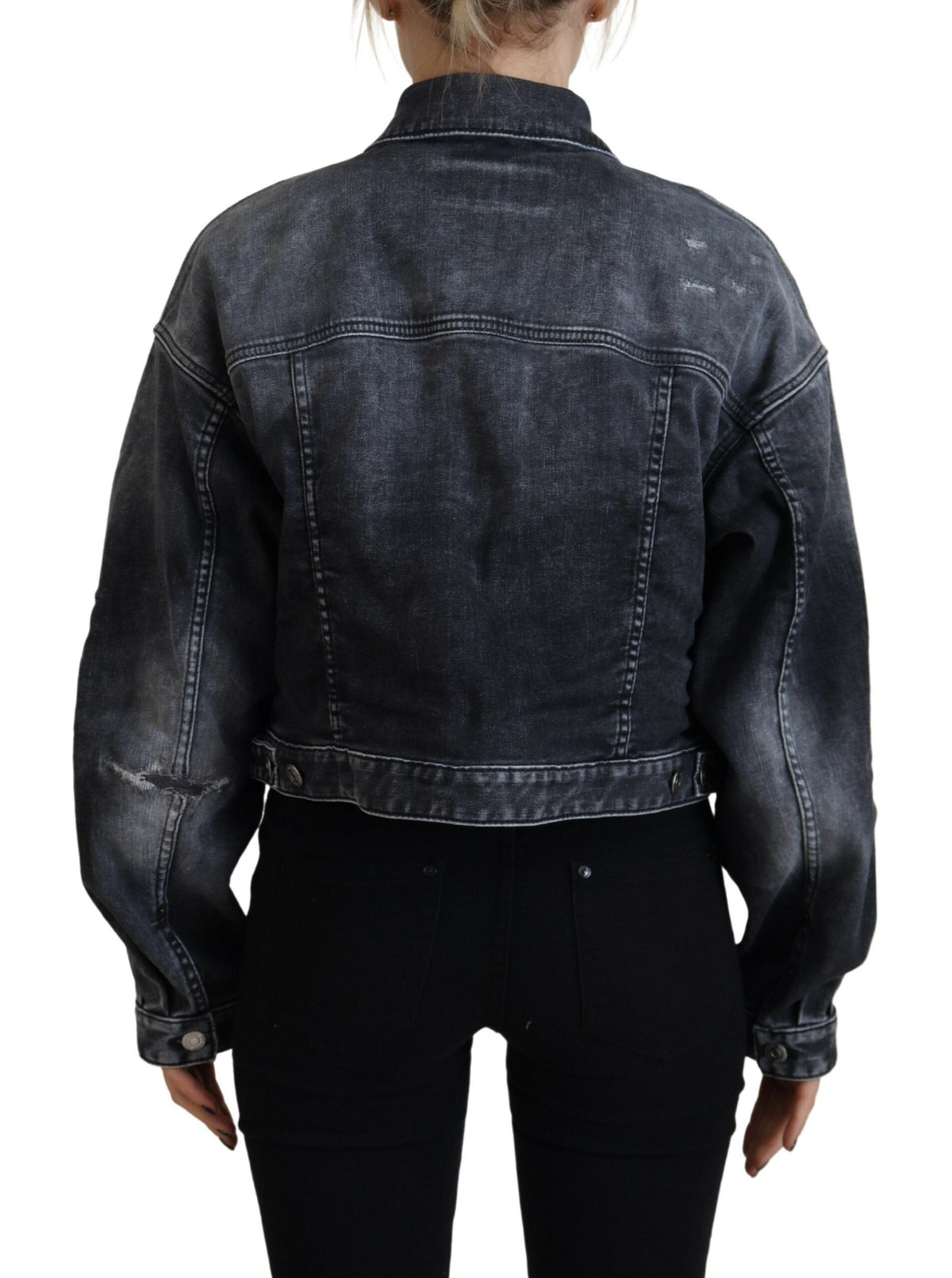 Veste courte en jean gris délavé en coton Dsquared²