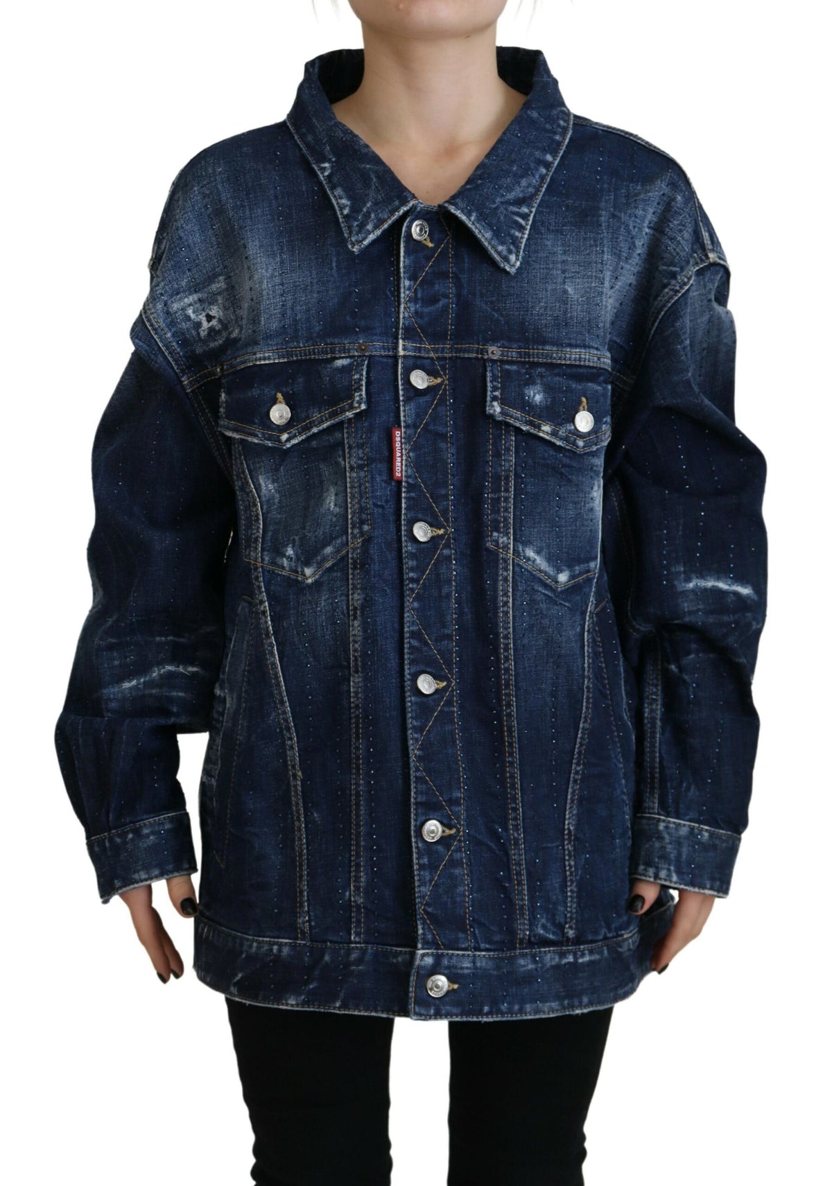 Veste en jean bleu à col vieilli Dsquared²