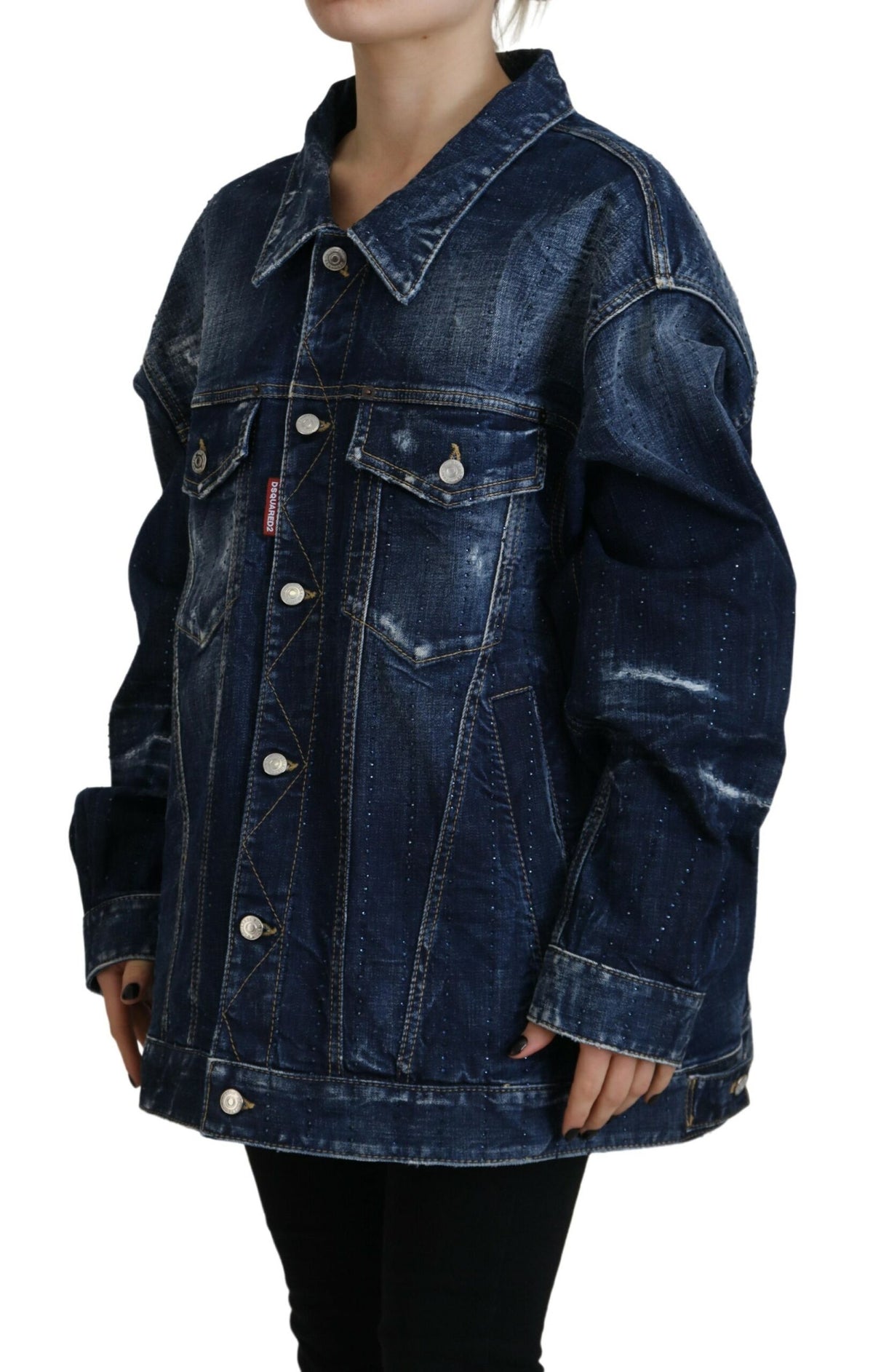 Veste en jean bleu à col vieilli Dsquared²