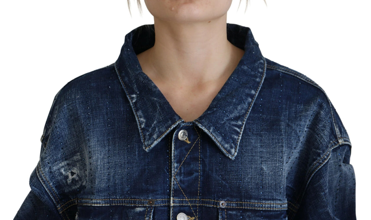 Veste en jean bleu à col vieilli Dsquared²