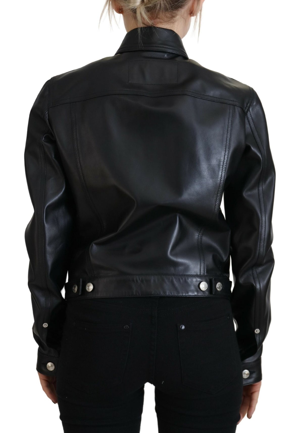 Chaqueta de manga larga con cuello de cuero negro de Dsquared²