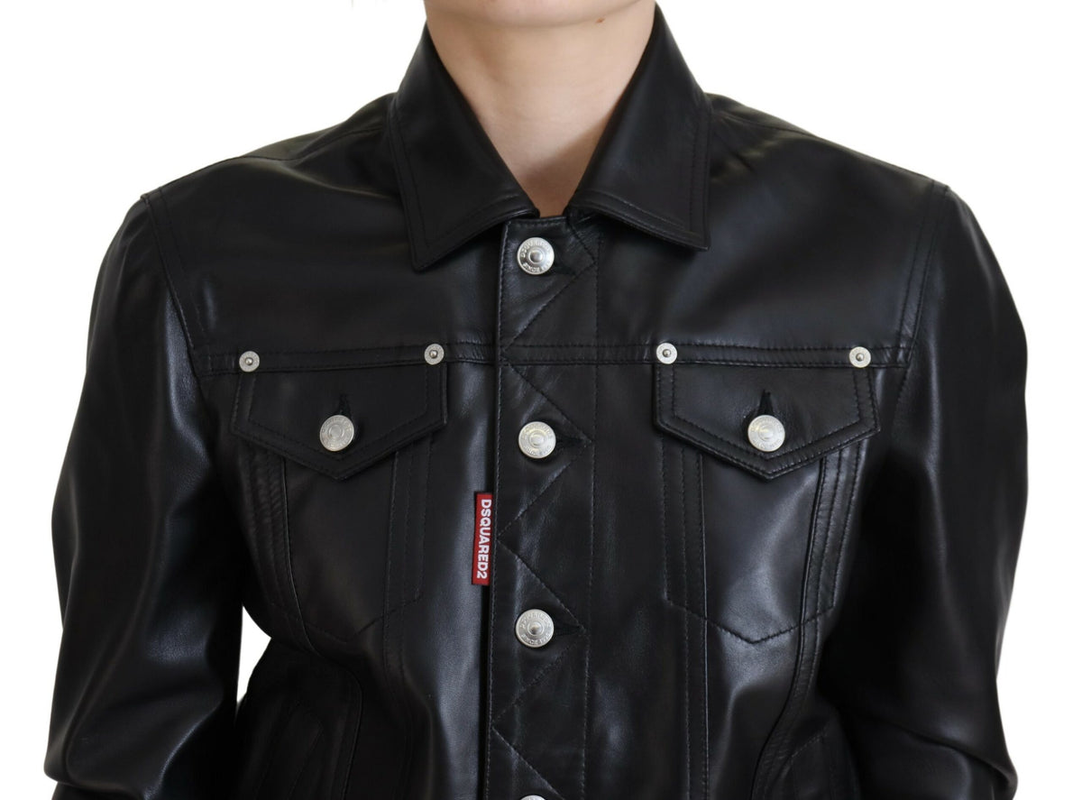 Chaqueta de manga larga con cuello de cuero negro de Dsquared²