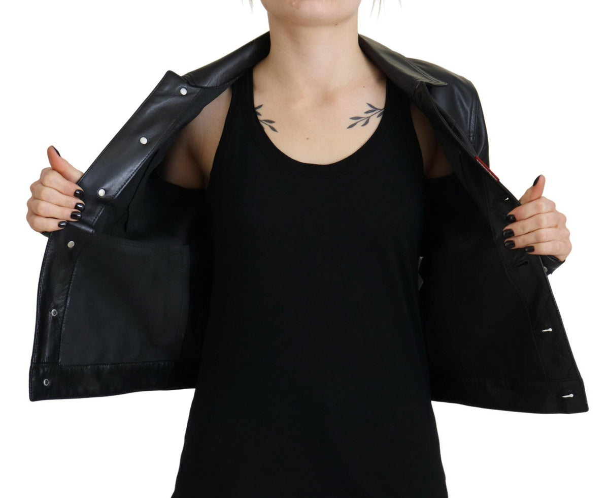 Chaqueta de manga larga con cuello de cuero negro de Dsquared²