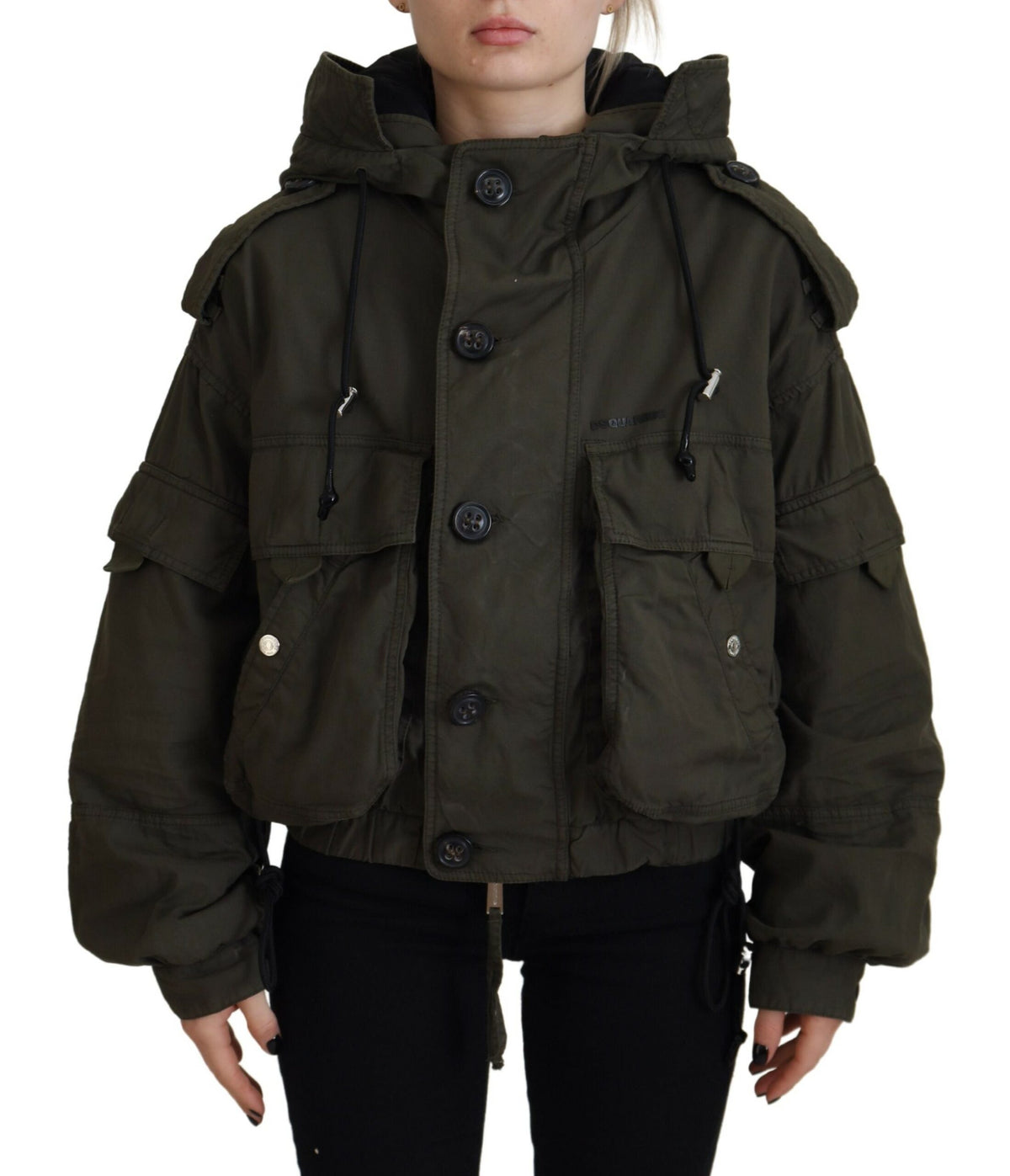 Veste cargo à capuche en coton vert Dsquared²