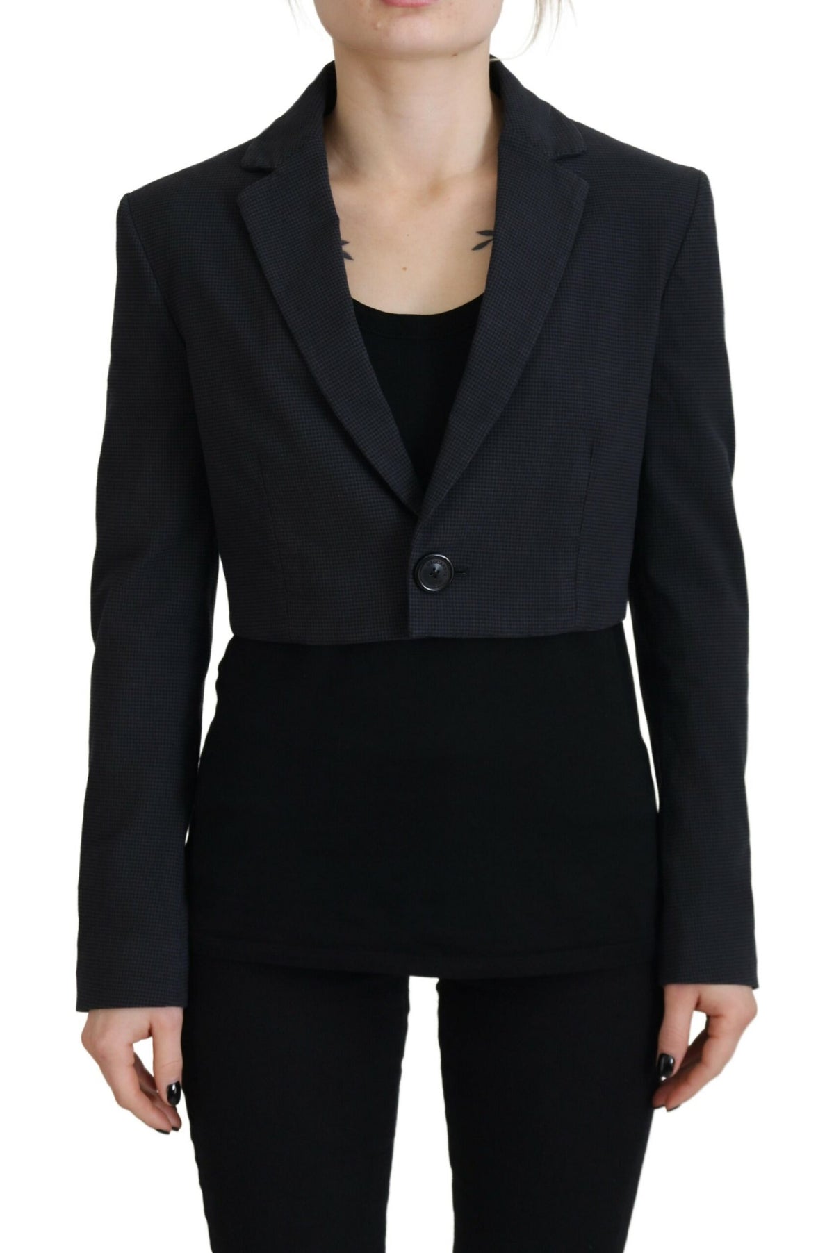 Veste blazer courte boutonnée en coton noir Dsquared²