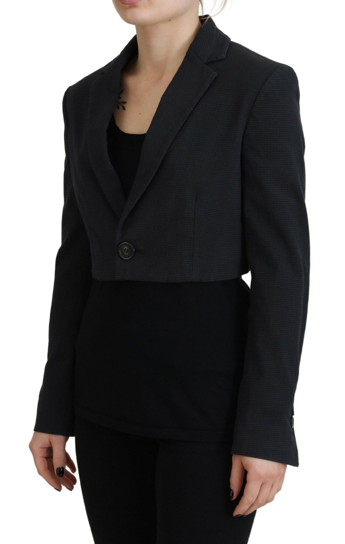 Veste blazer courte boutonnée en coton noir Dsquared²