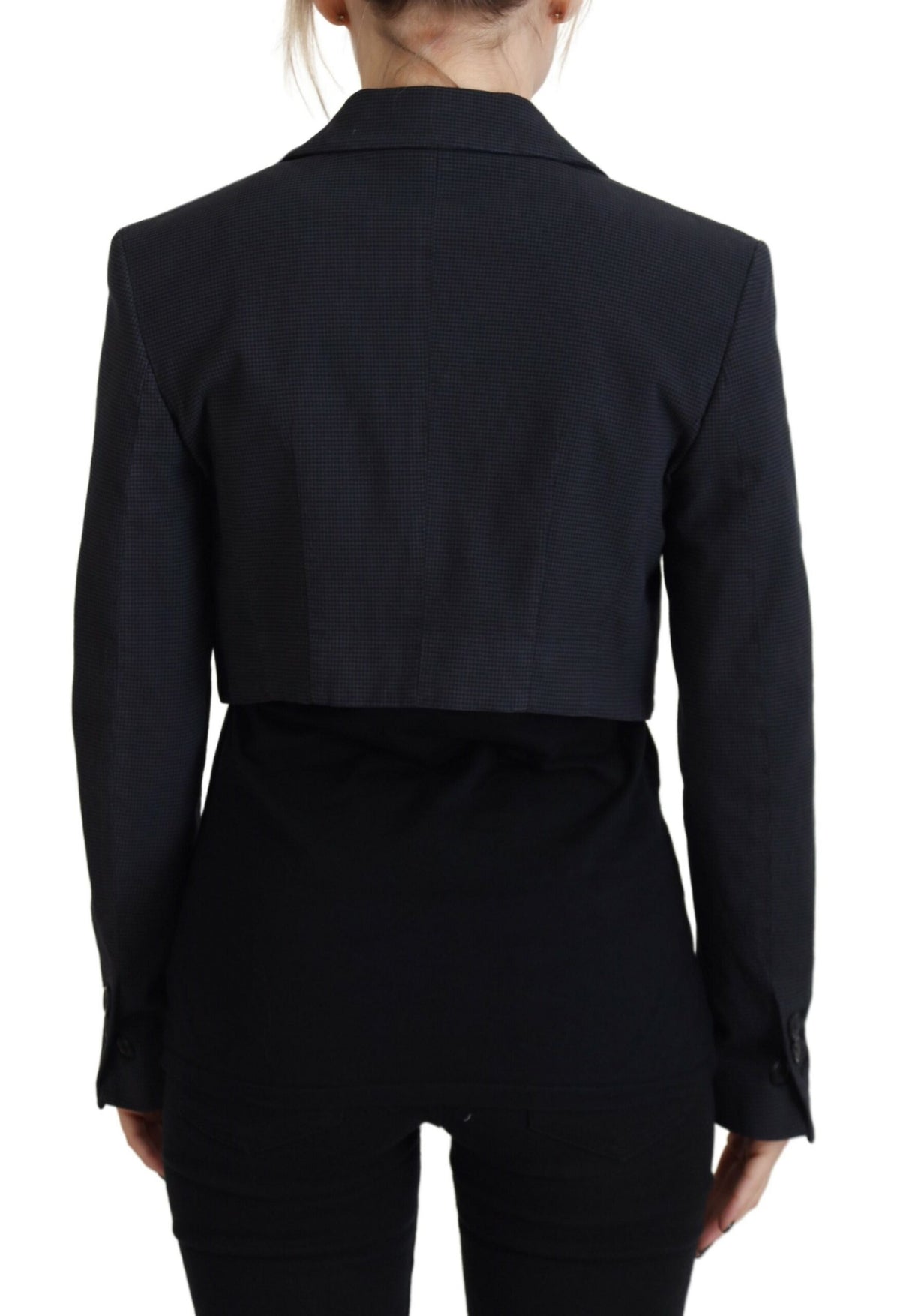 Veste blazer courte boutonnée en coton noir Dsquared²