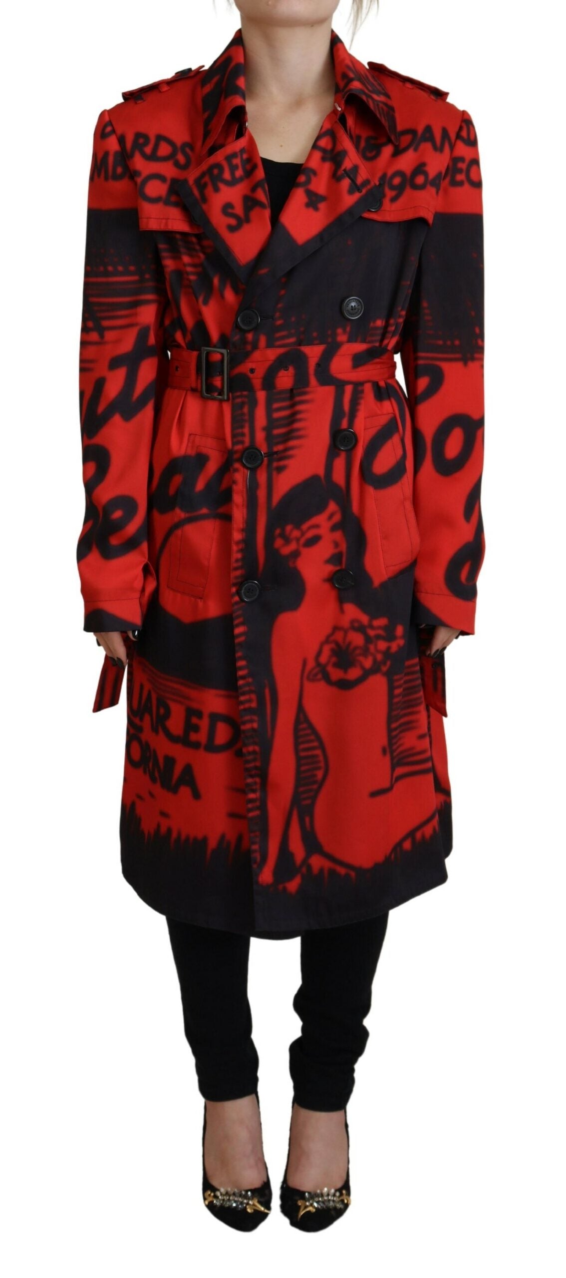 Chaqueta de abrigo con cuello abotonado y estampado rojo de Desigual de Dsquared²