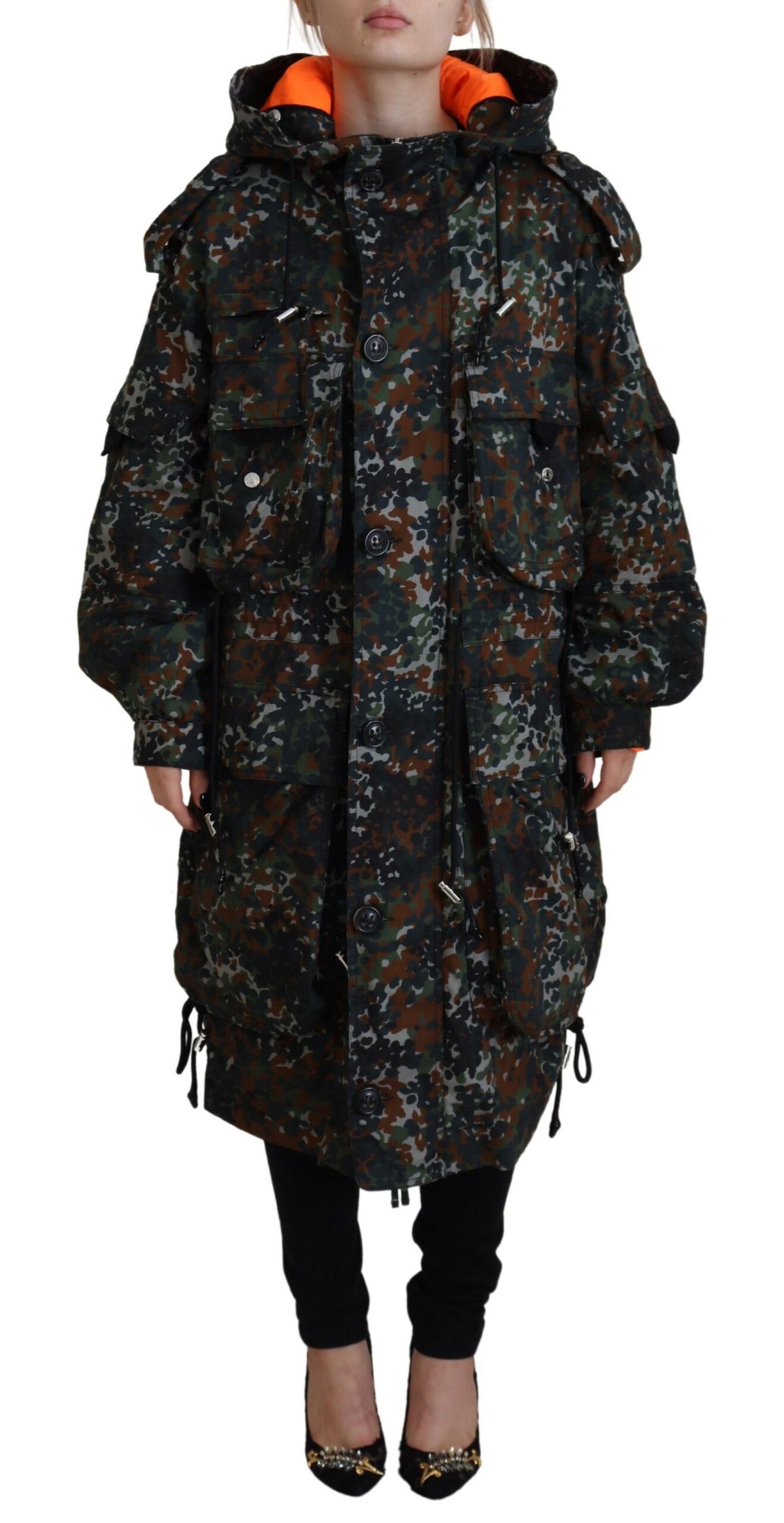 Parka à capuche verte à imprimé camouflage gothique Dsquared²