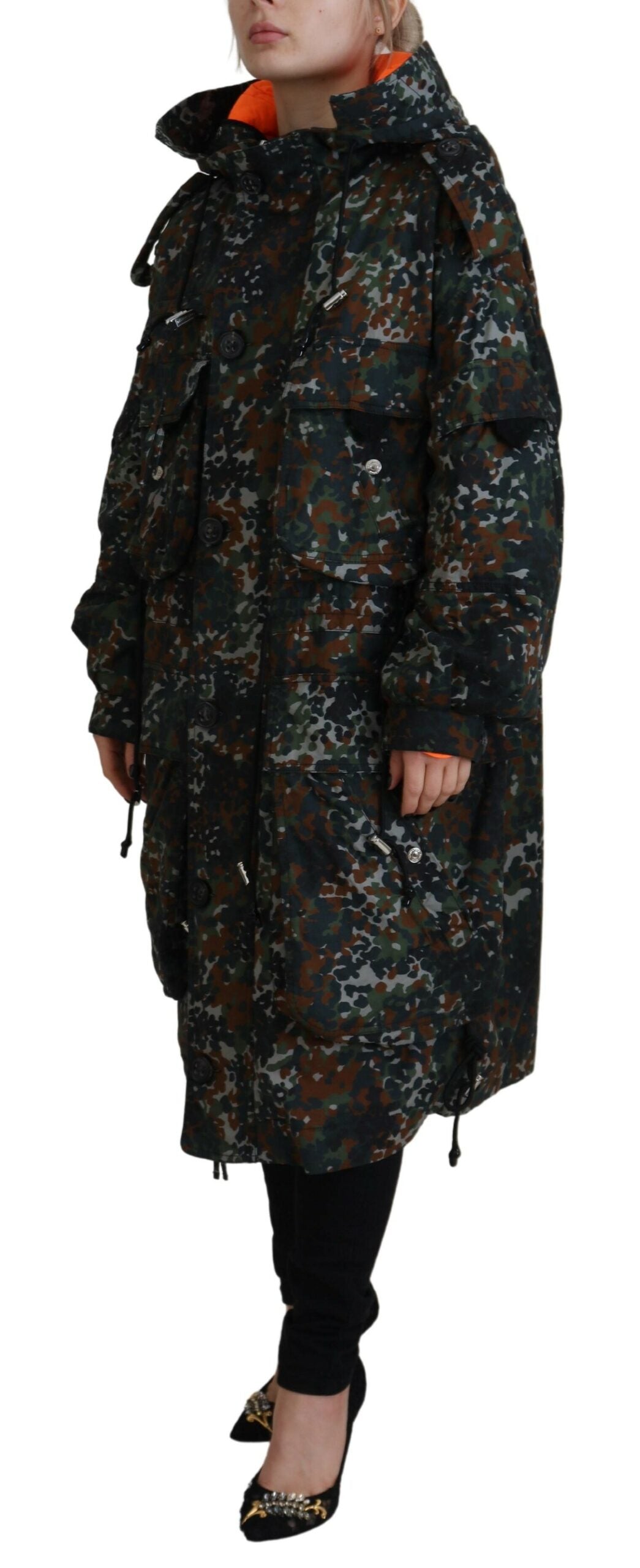 Parka à capuche verte à imprimé camouflage gothique Dsquared²