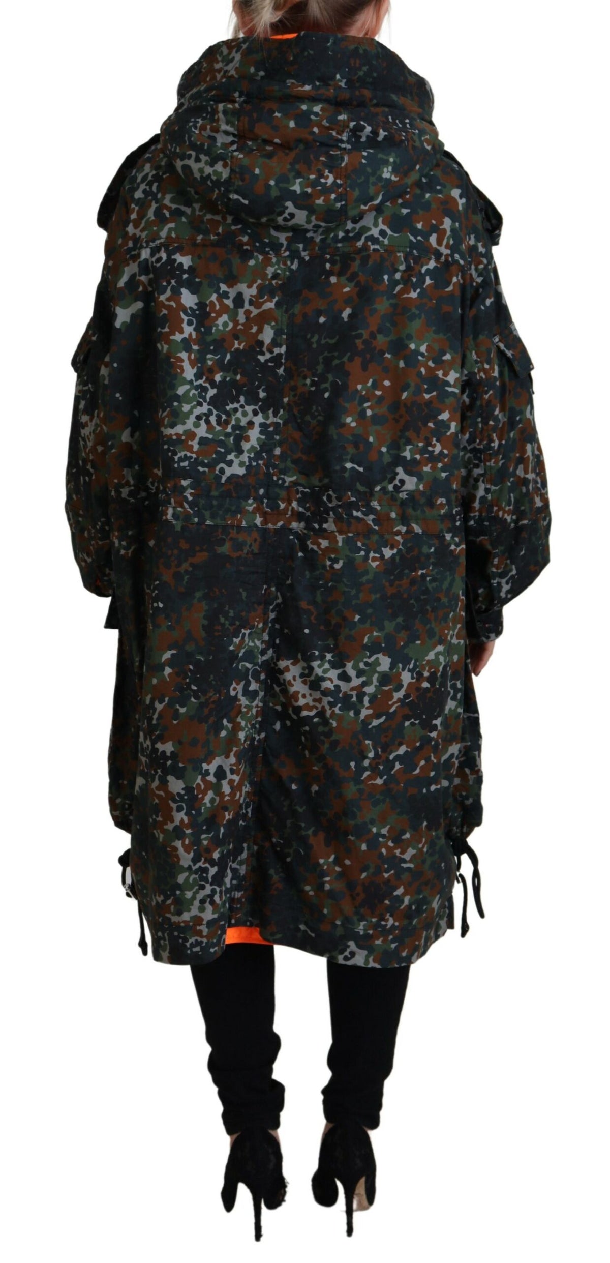 Parka à capuche verte à imprimé camouflage gothique Dsquared²