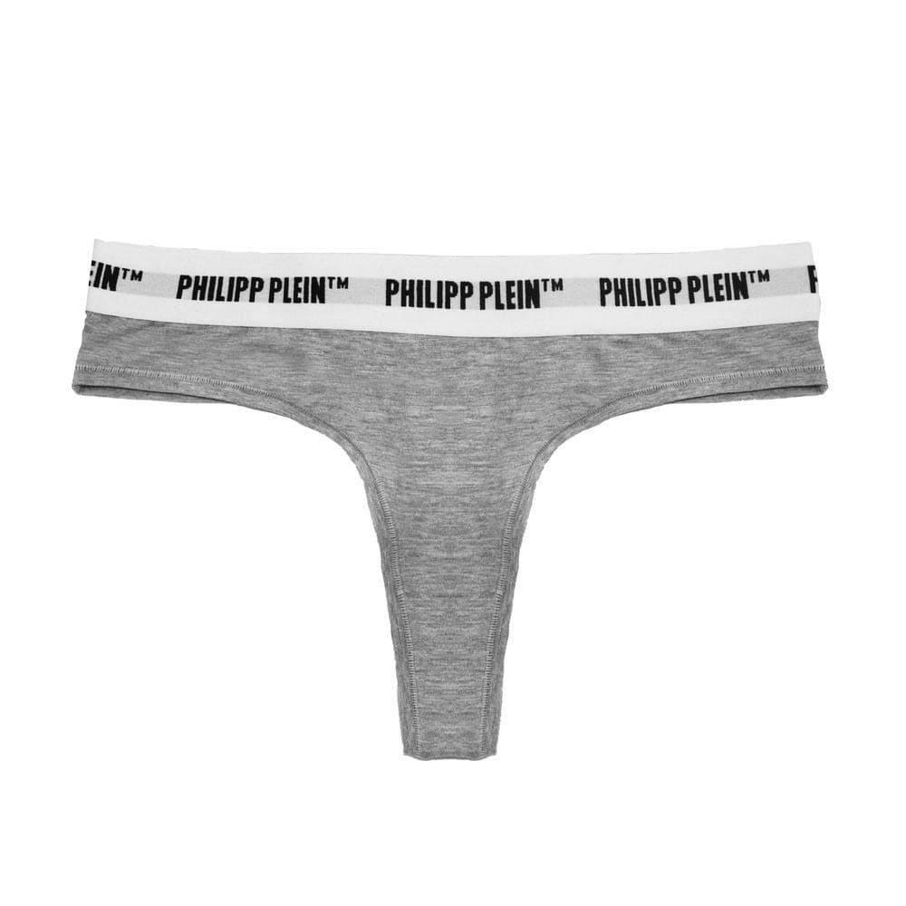 Conjunto de tanga con cintura con logotipo elegante en gris de Philipp Plein