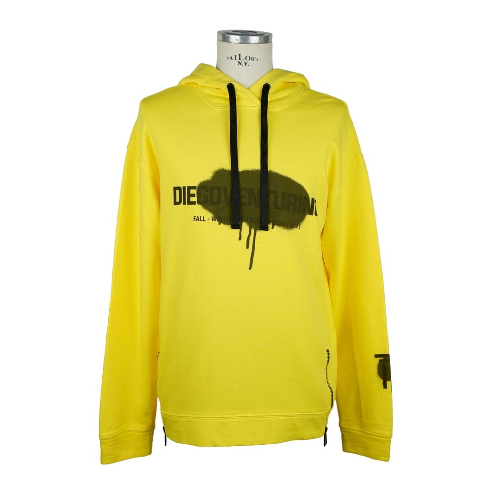 Diego Venturino Elevate Your Style: Sunshine Yellow Cotton Hoodie