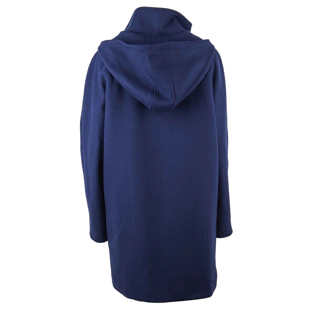 Manteau élégant en laine mélangée bleue avec des accents dorés Love Moschino